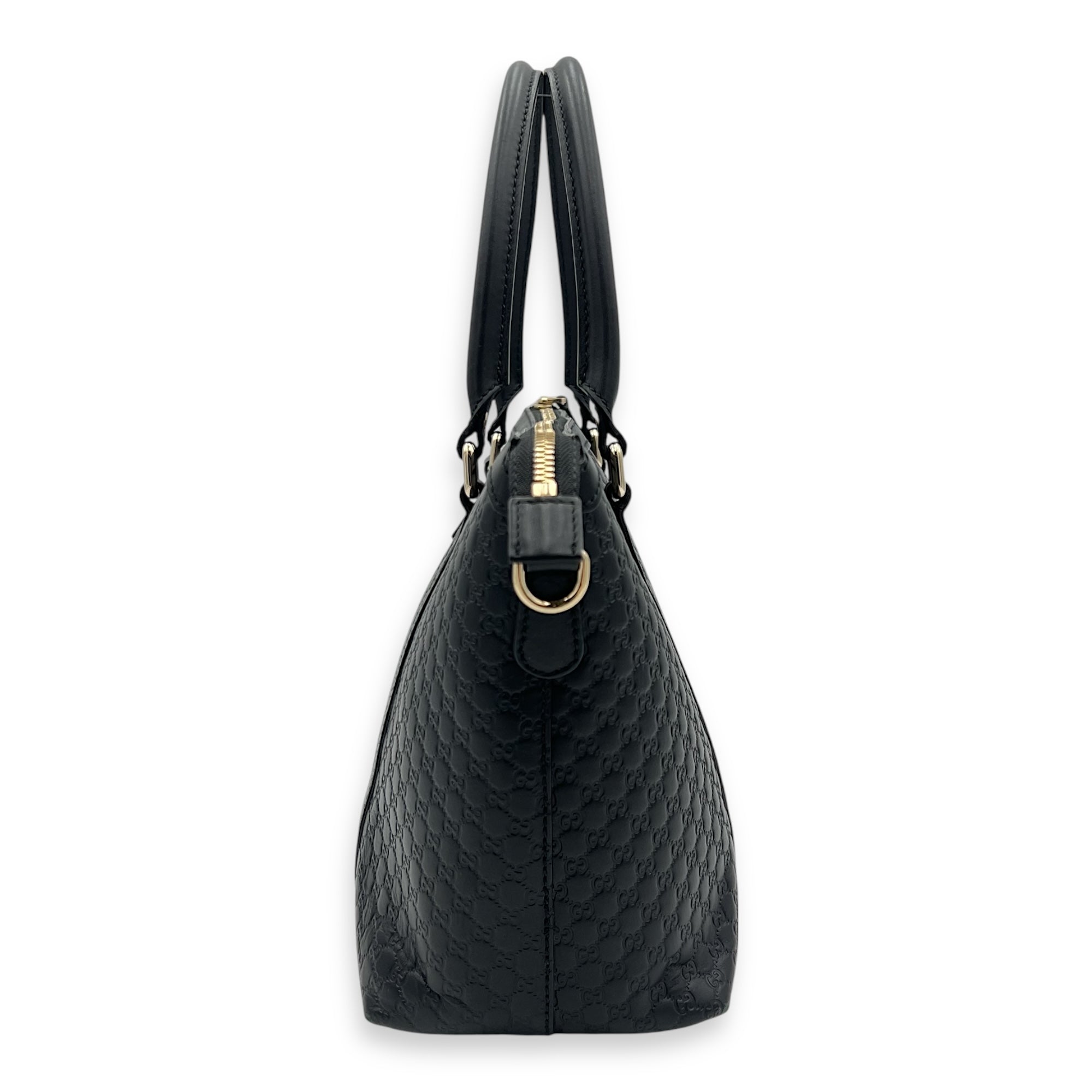 Gucci GG Tote Bag Black in Guccissima Leather, Gold hardware_4