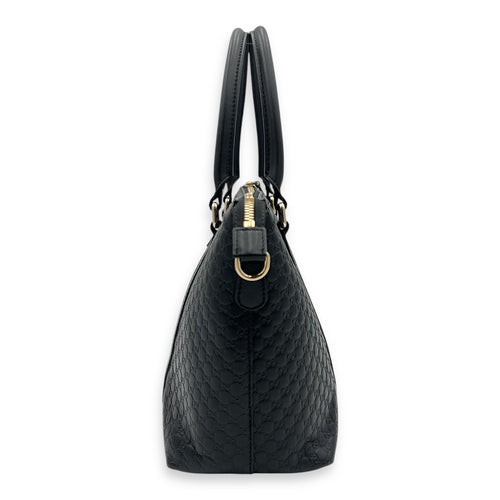 Gucci GG Tote Bag Black in Guccissima Leather, Gold hardware_4