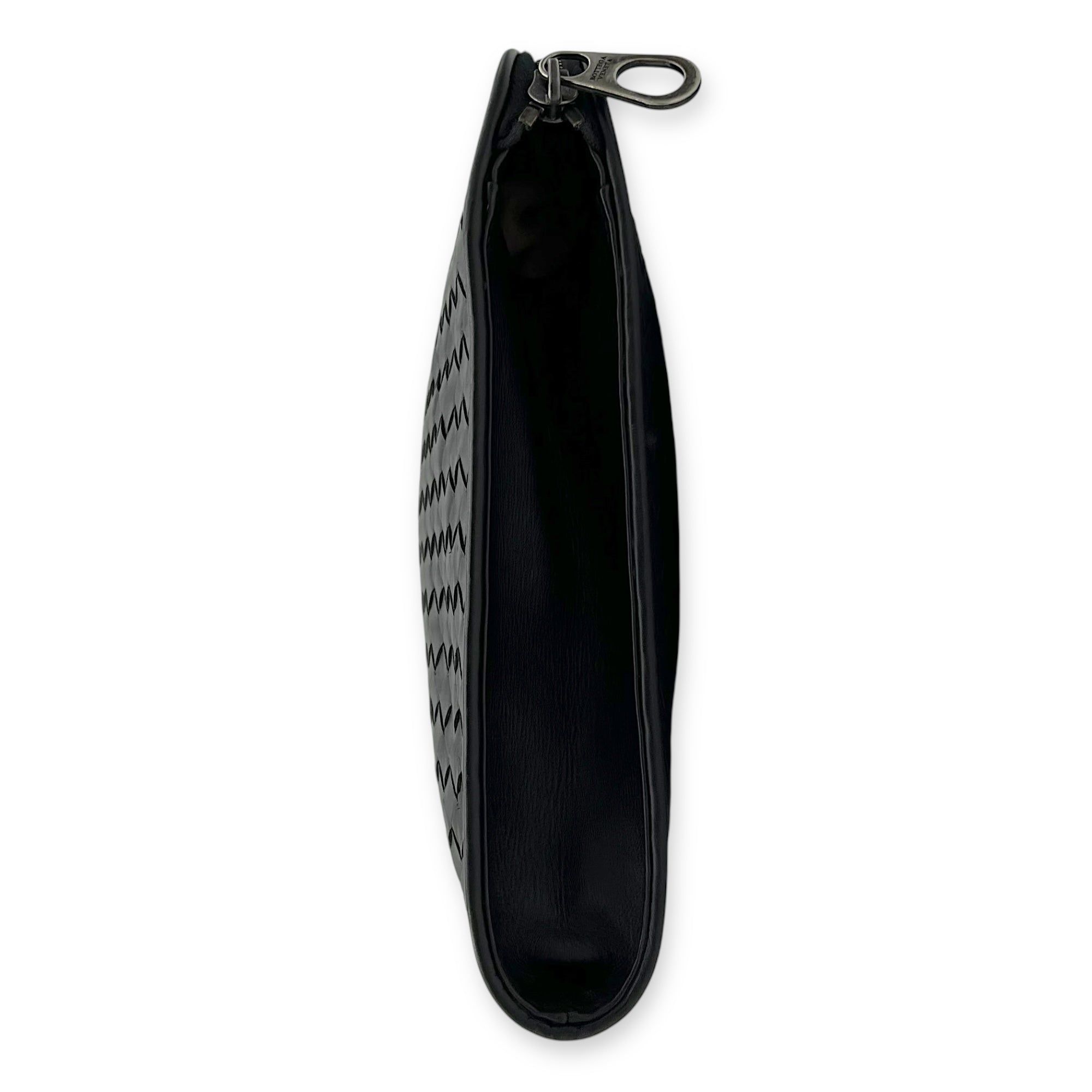 Bottega Veneta Intrecciato Pouch Black in Lambskin, Silver hardware_3