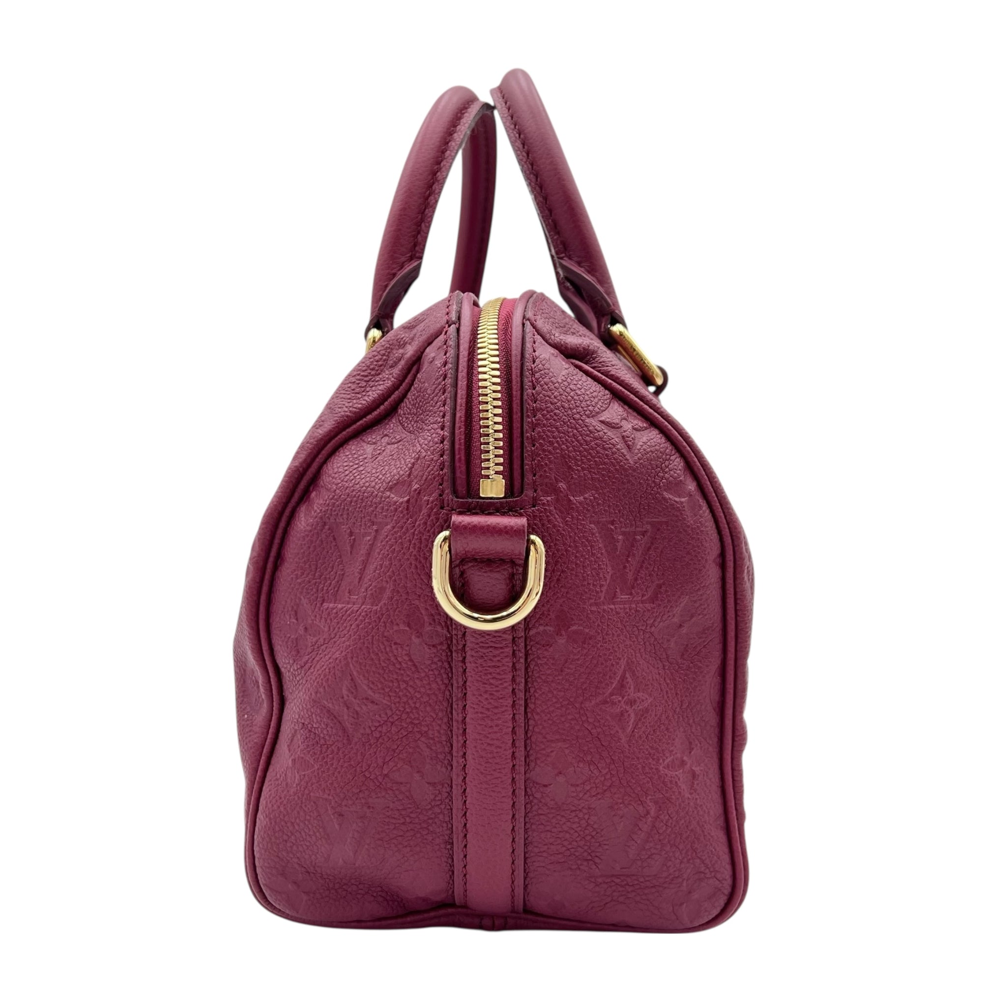 Louis Vuitton Speedy Bandouliere Top Handle Bag Red in Monogram Empreinte Leather, Gold hardware_3