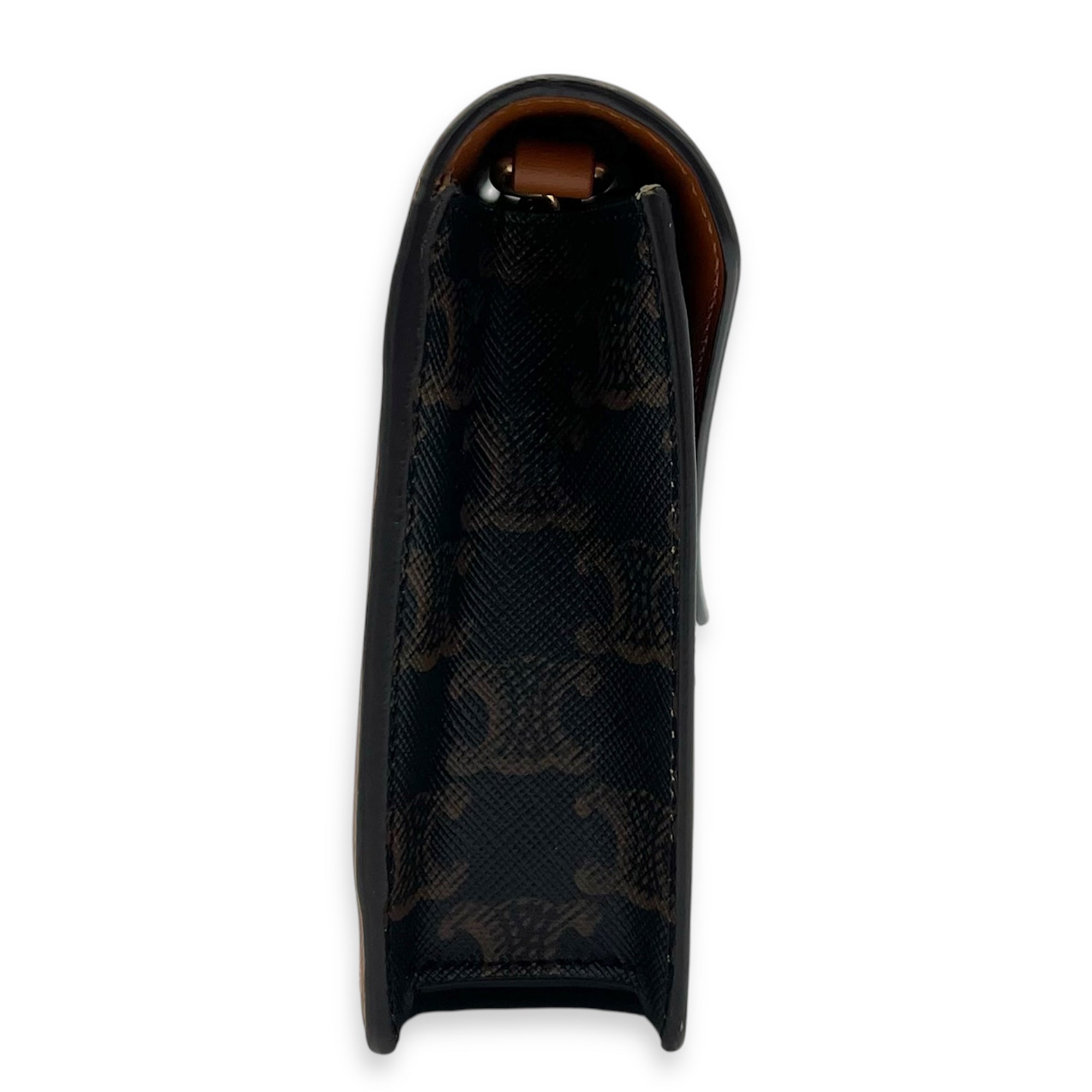Celine Triomphe Wallet On Chain Brown in Coated Canvas, Gold hardware_3