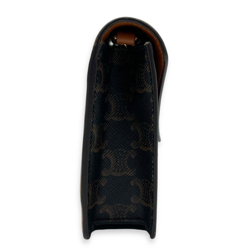 Celine Triomphe Wallet On Chain Brown in Coated Canvas, Gold hardware_3