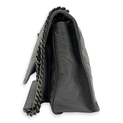 Saint Laurent Niki Shoulder Bag Grey in Calfskin, Ruthenium hardware_3