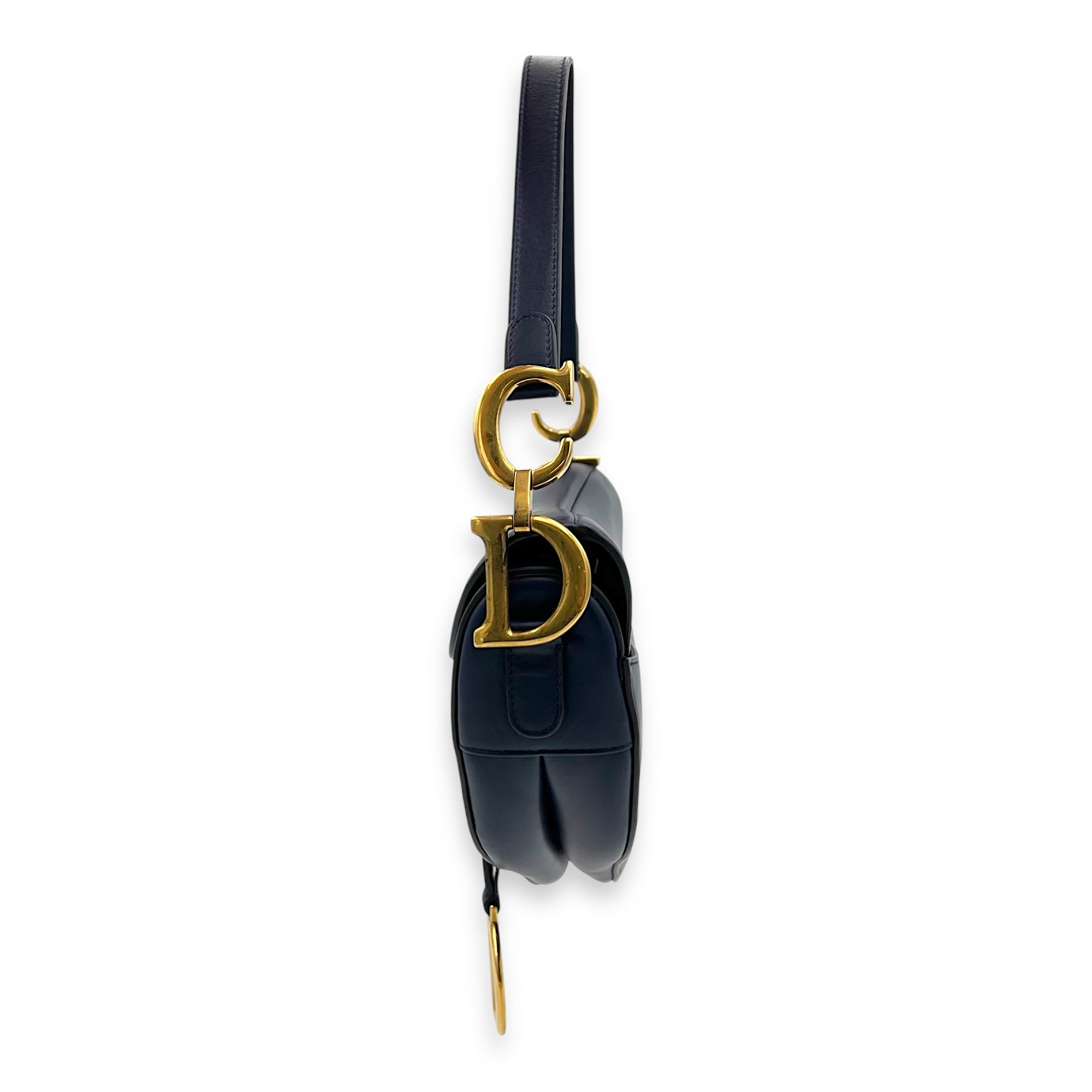 Dior Saddle Shoulder Bag Blue in Calfskin, Gold hardware_3