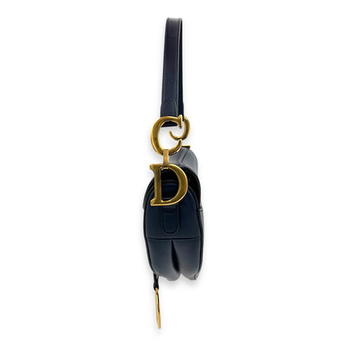 Dior Saddle Shoulder Bag Blue in Calfskin, Gold hardware_3