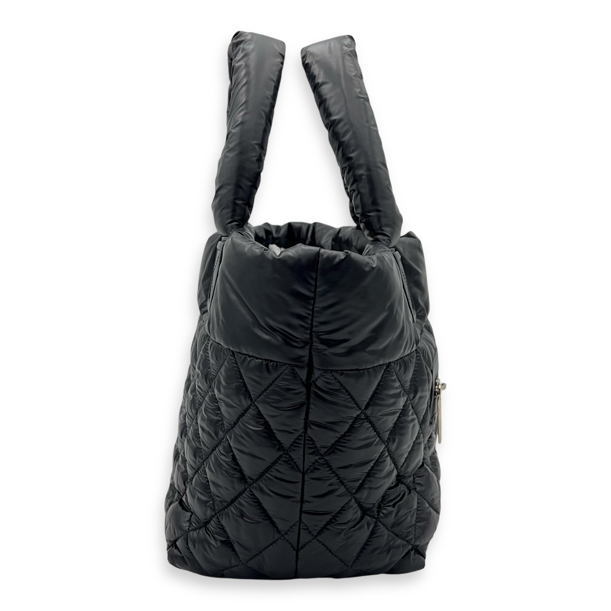 Chanel Coco Cocoon Tote Bag Black in Nylon, Silver hardware_3