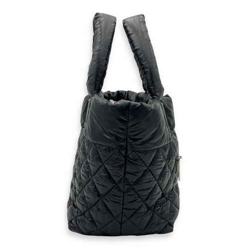 Chanel Coco Cocoon Tote Bag Black in Nylon, Silver hardware_3