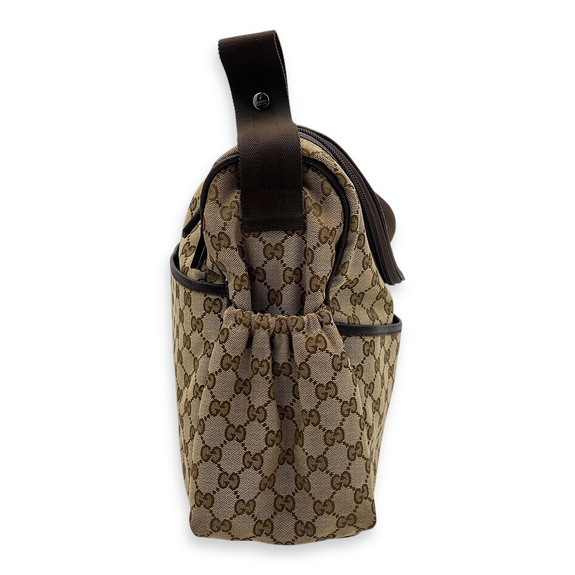Gucci GG Shoulder Bag Brown in Canvas, Silver hardware_3