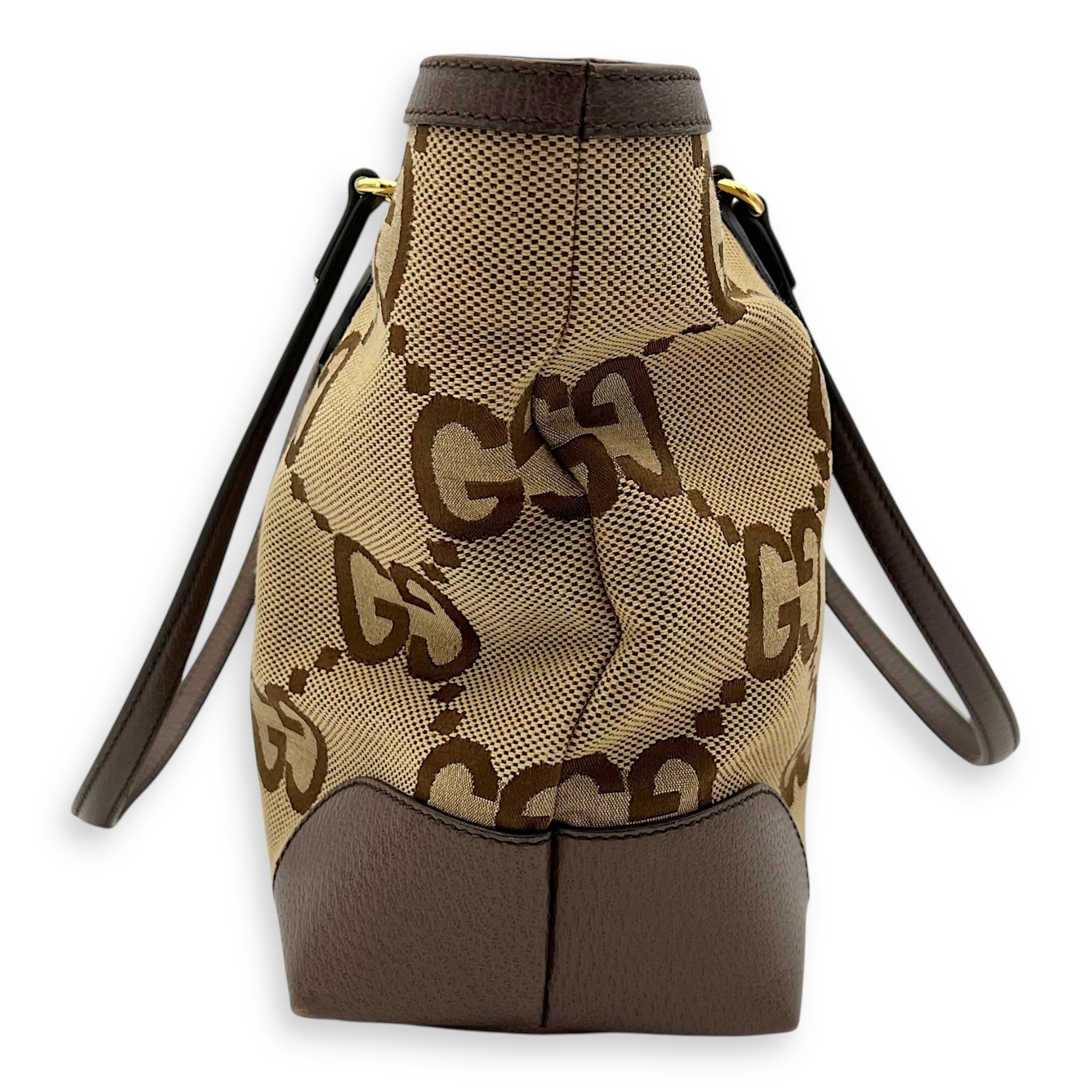 Gucci GG Tote Bag Brown in Canvas, Gold hardware_3