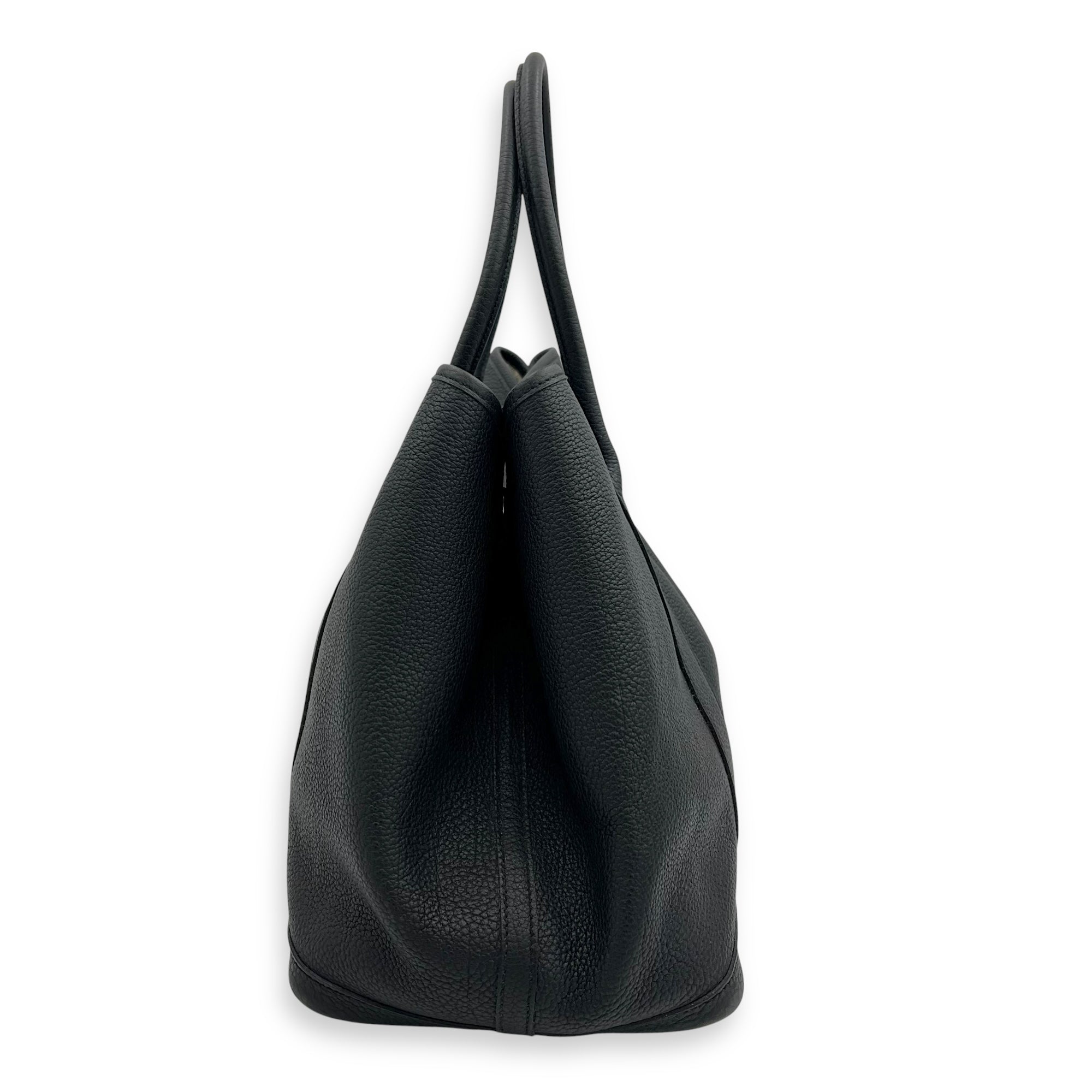 Hermès Garden Party 36 Black Top Handle Bag in Clemence, Silver hardware_3