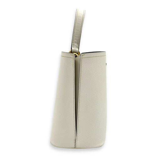 Prada Panier Bucket Bag White in Saffiano Leather, Gold hardware_6