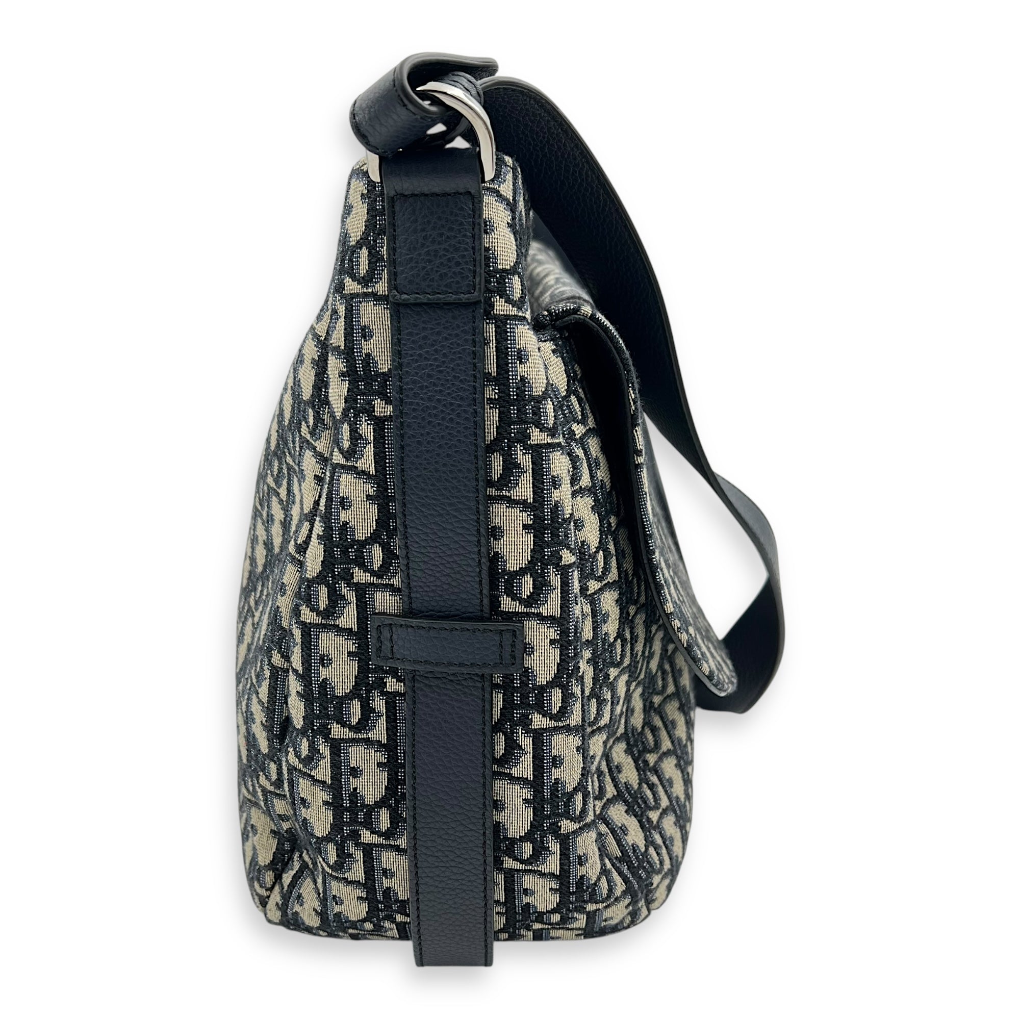 Dior Soft Saddle Hobo Blue Shoulder Bag in Jacquard, Silver hardware_3