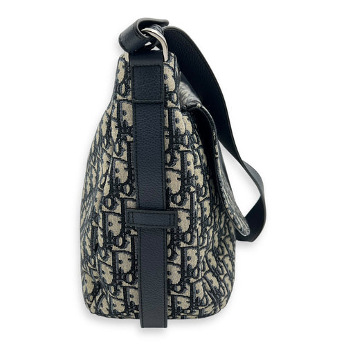 Dior Soft Saddle Hobo Blue Shoulder Bag in Jacquard, Silver hardware_3