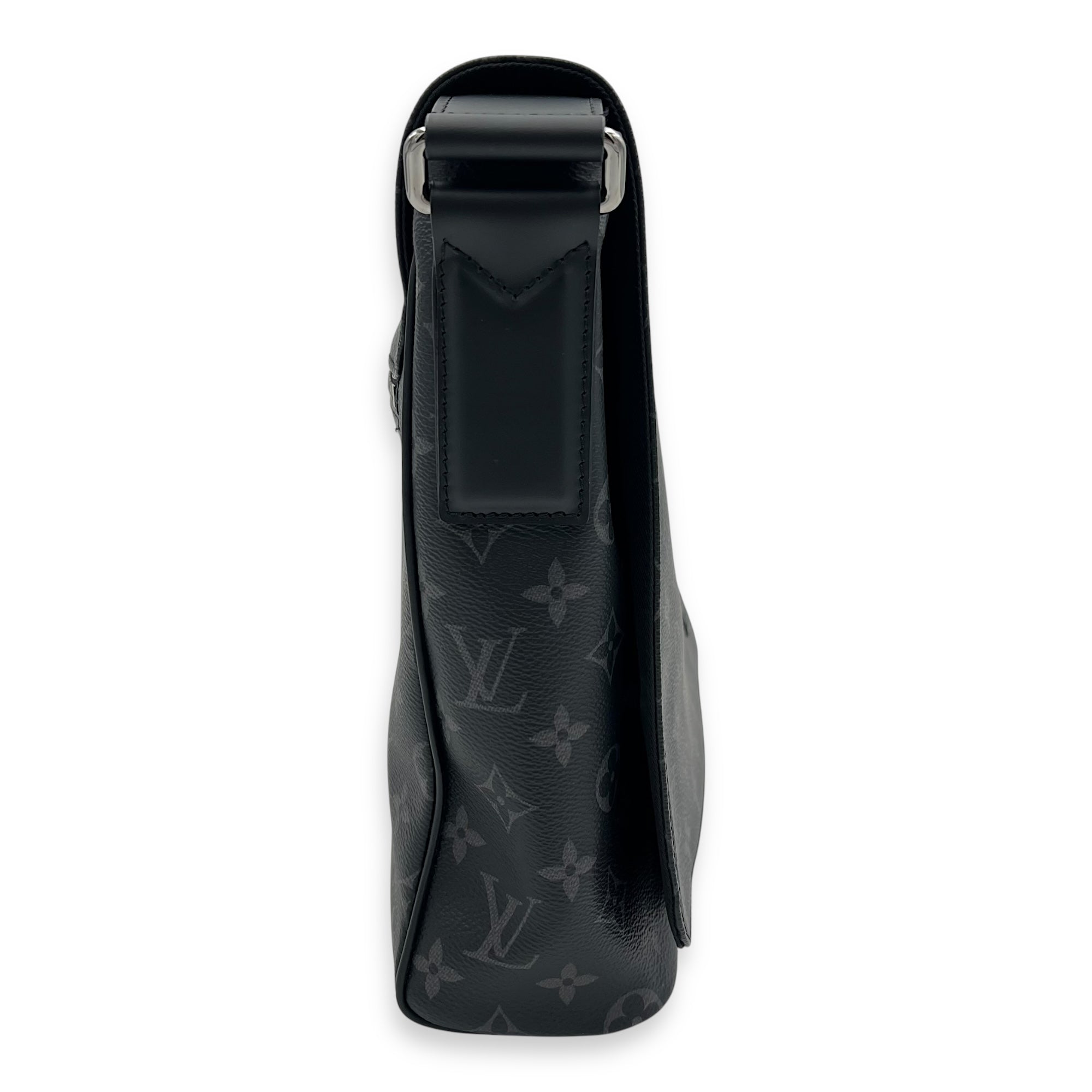Louis Vuitton Logo Black Messenger in Monogram Coated Canvas, Silver hardware_5