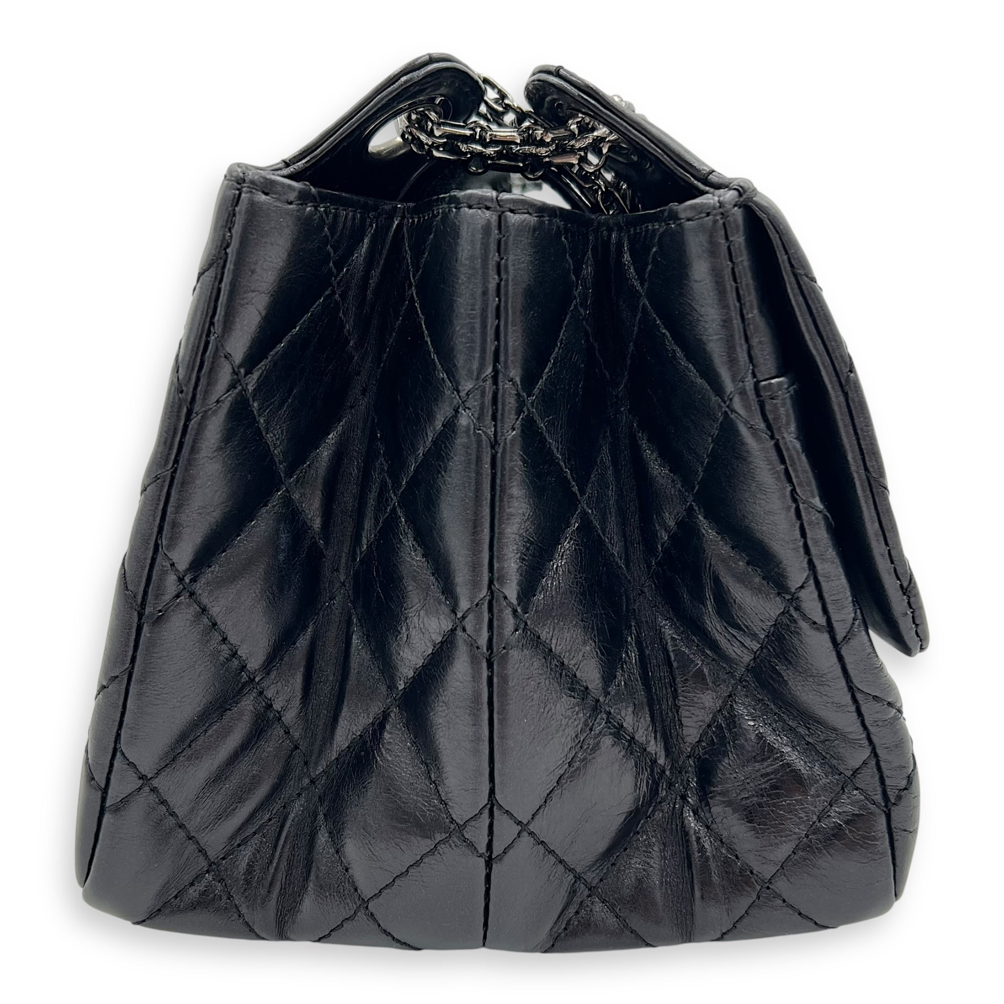 Chanel Double Vintage 2.55 Black Shoulder Bag in Calfskin, Ruthenium hardware_5