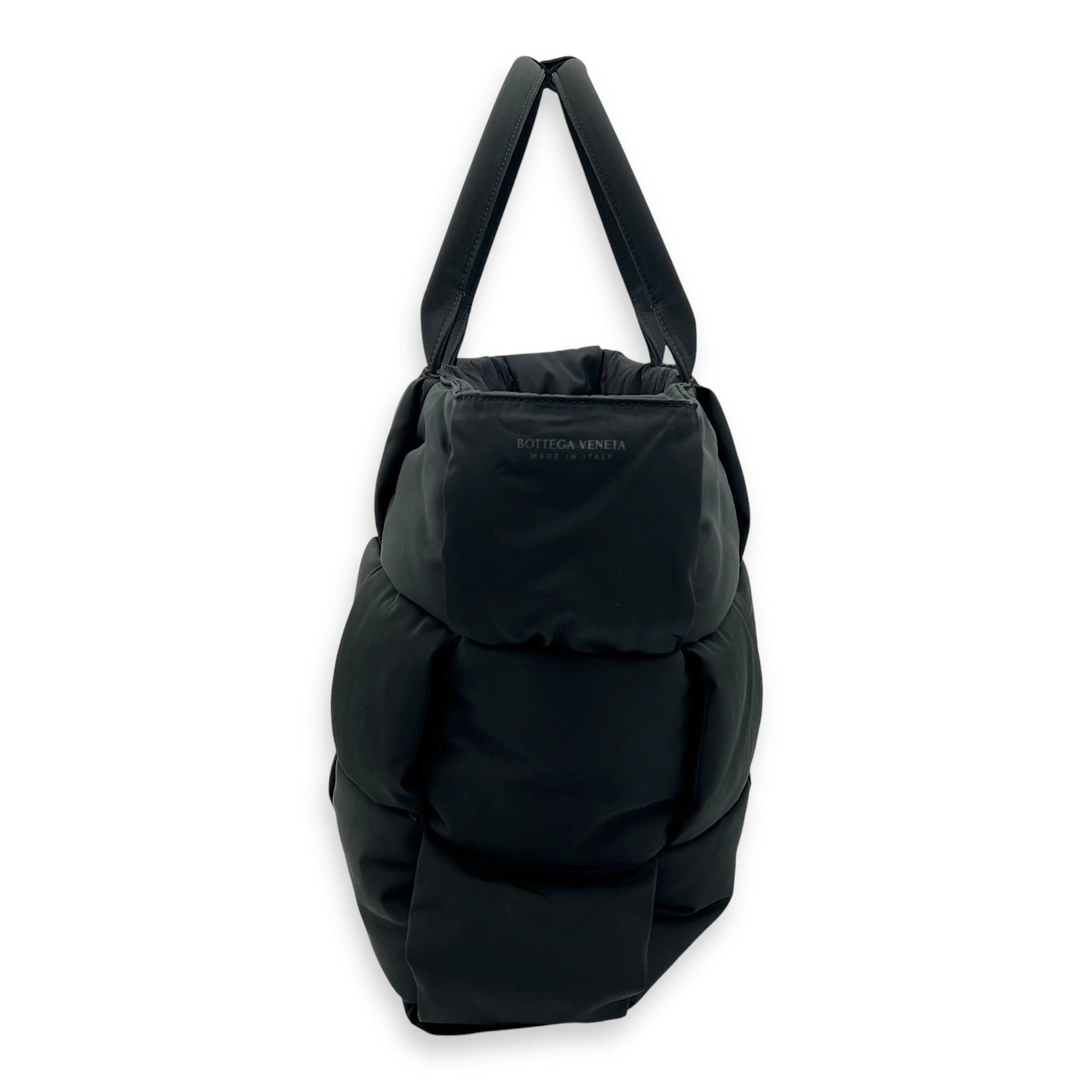 Bottega Veneta Arco Black Tote Bag in Nylon, Gold hardware_3