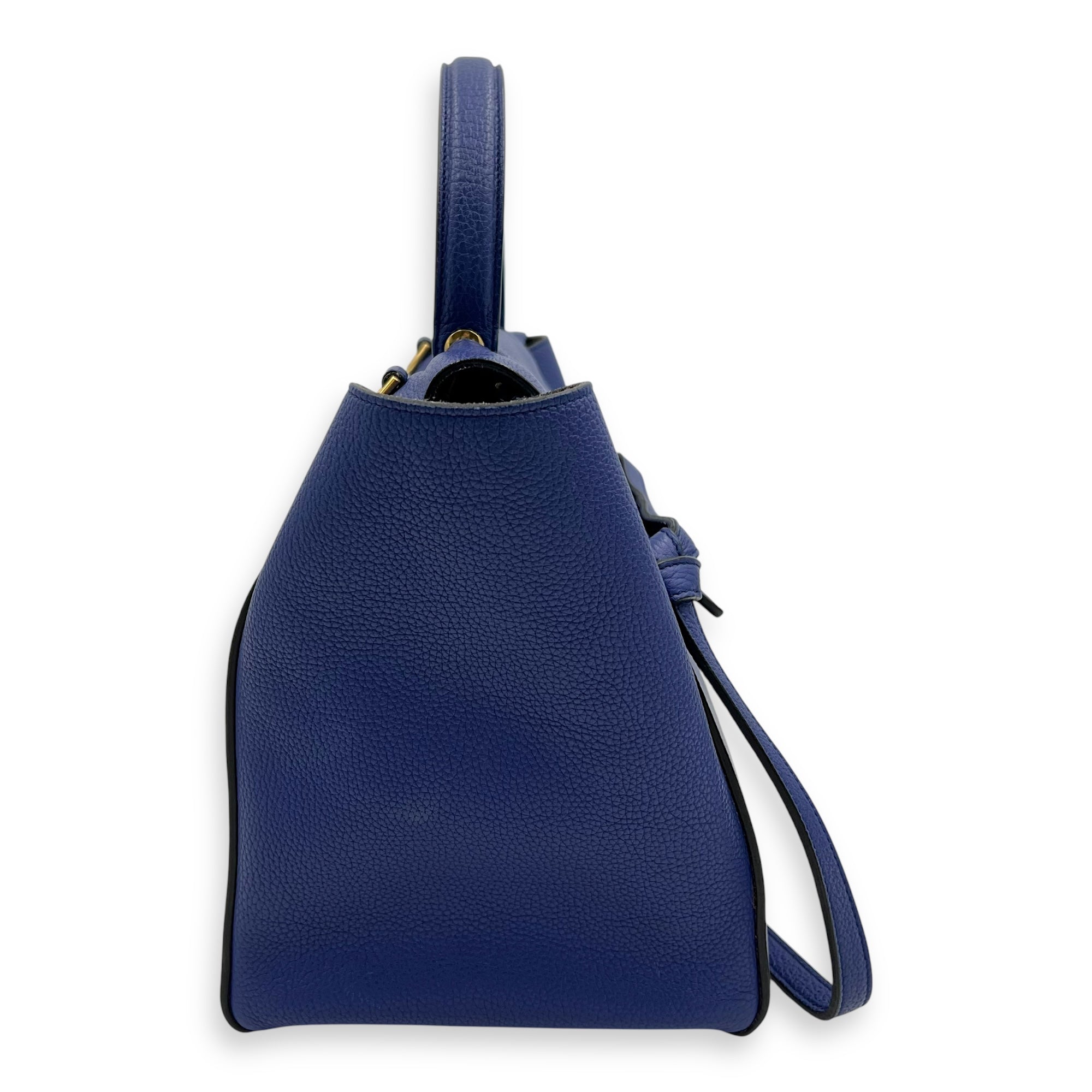 Celine Belt Bag Top Handle Bag Blue in Calfskin, Gold hardware_3