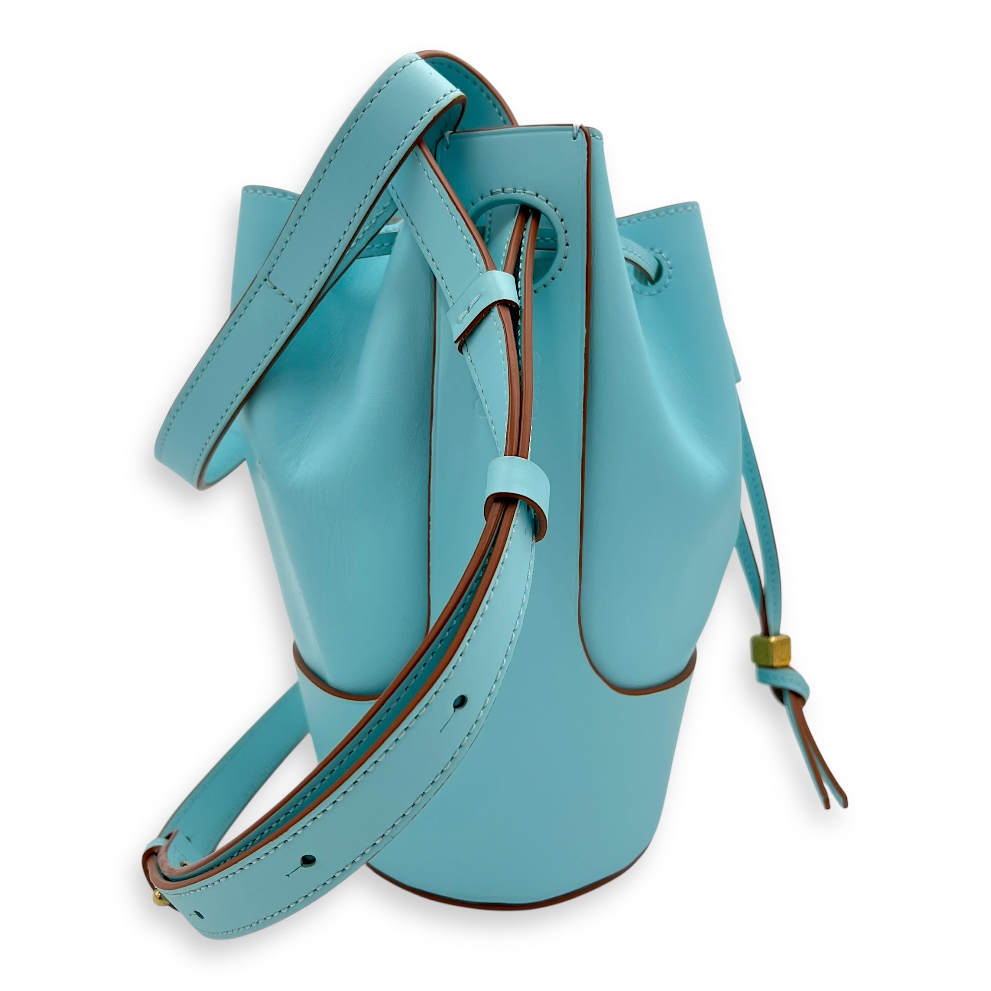 Loewe Ballon Bucket Bag Blue in Calfskin, Gold hardware_3