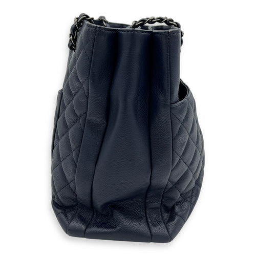 Chanel CC Tote Bag Blue in Caviar Leather, Ruthenium hardware_3