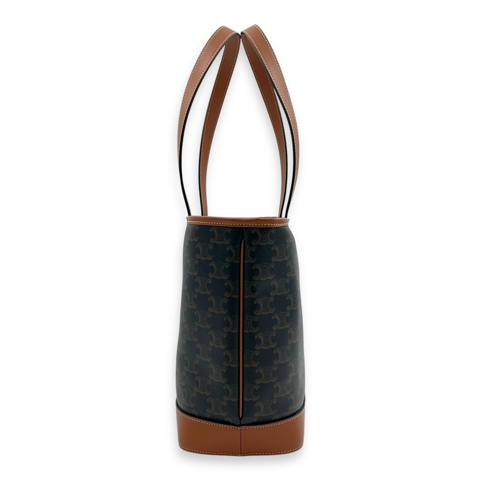 Celine Triomphe Tote Bag Brown in Coated Canvas, Gold hardware_3