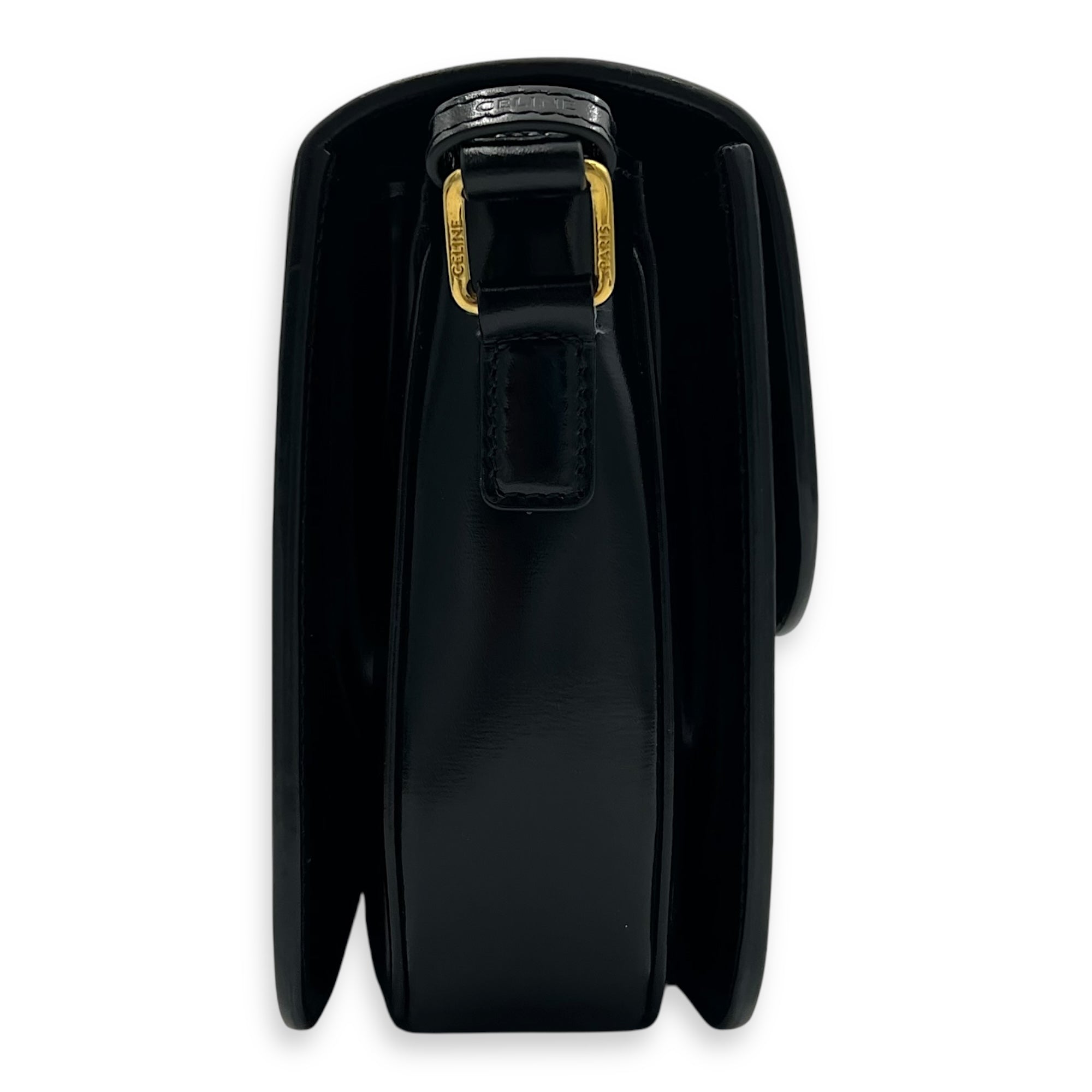 Celine Triomphe Classique Black Shoulder Bag in Calfskin, Gold hardware_3