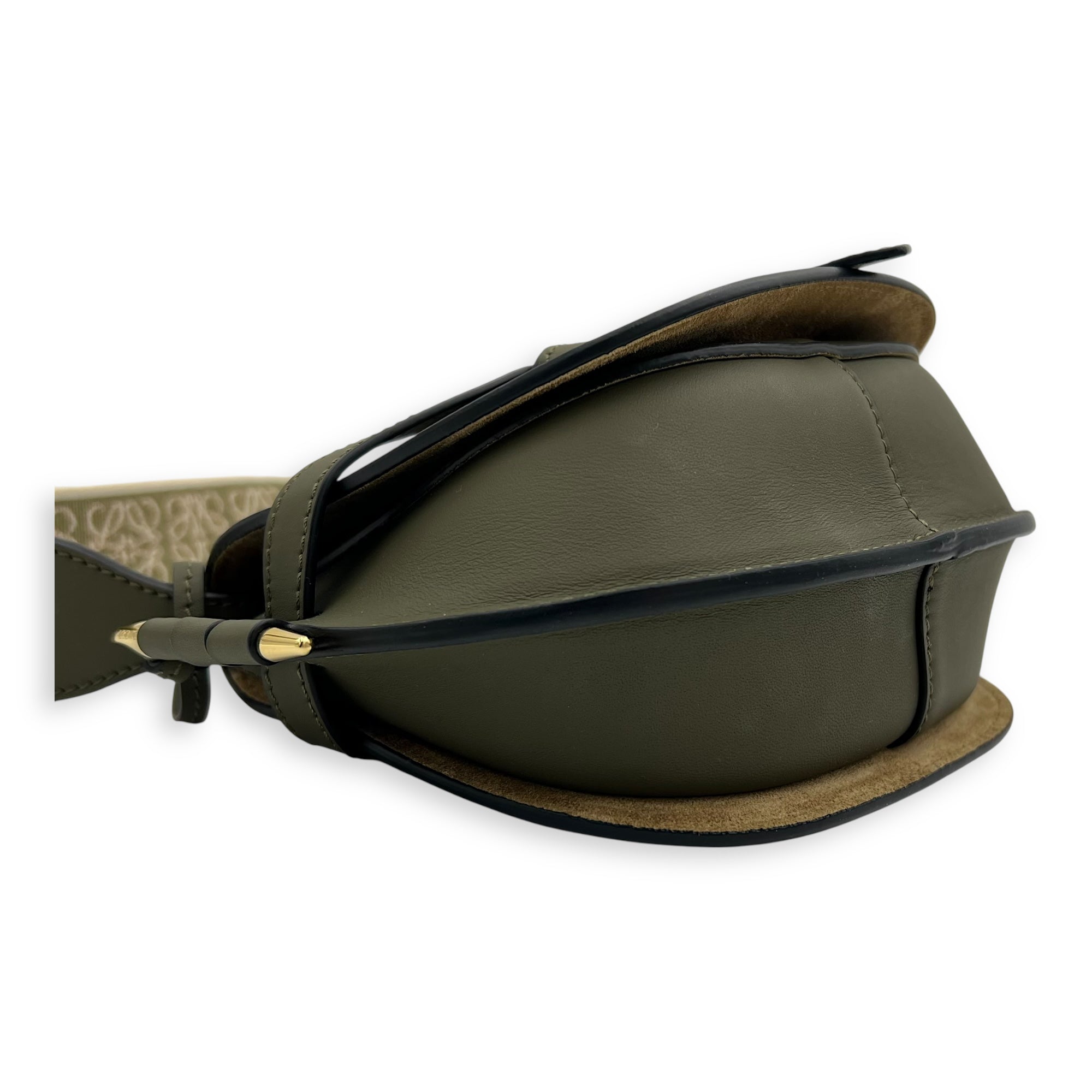 Loewe Gate Dual Mini Green Crossbody Bag in Calfskin, Gold hardware_7