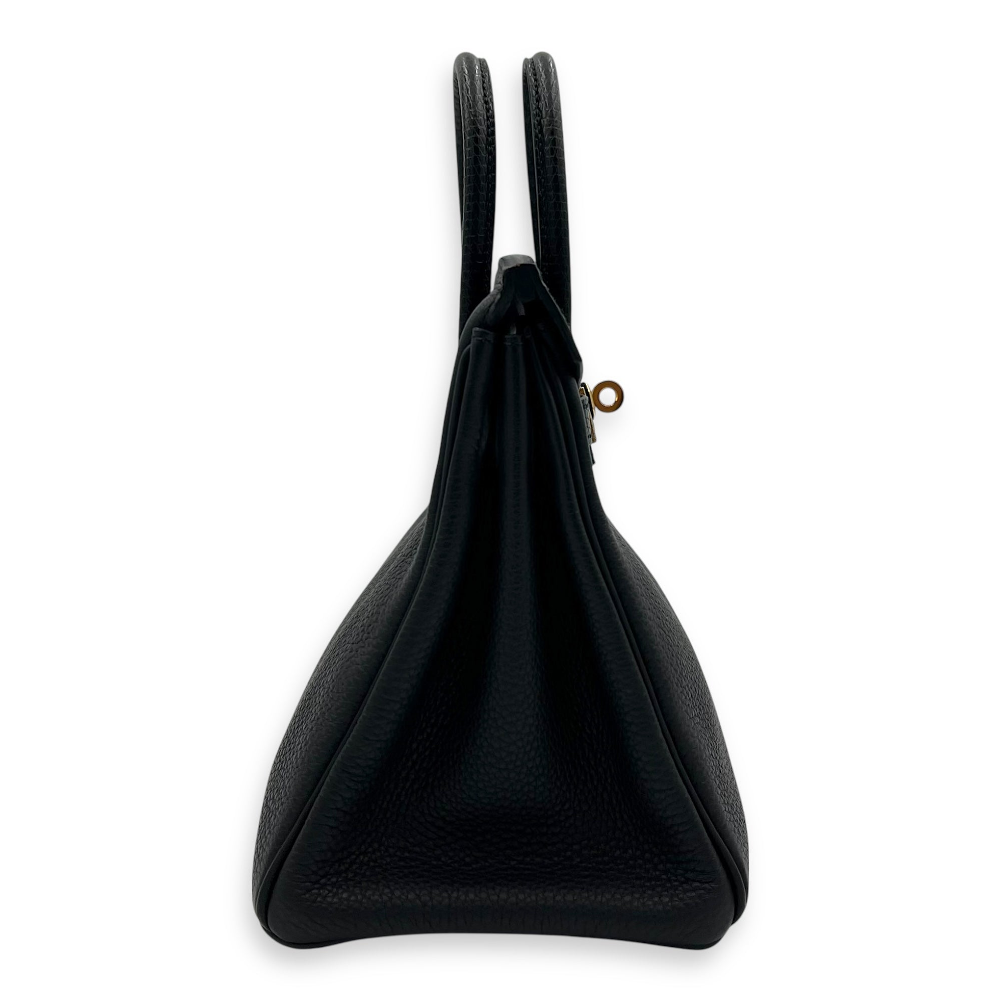 Hermès Birkin Noir Top Handle Bag in Togo & Lizard, Gold hardware_3