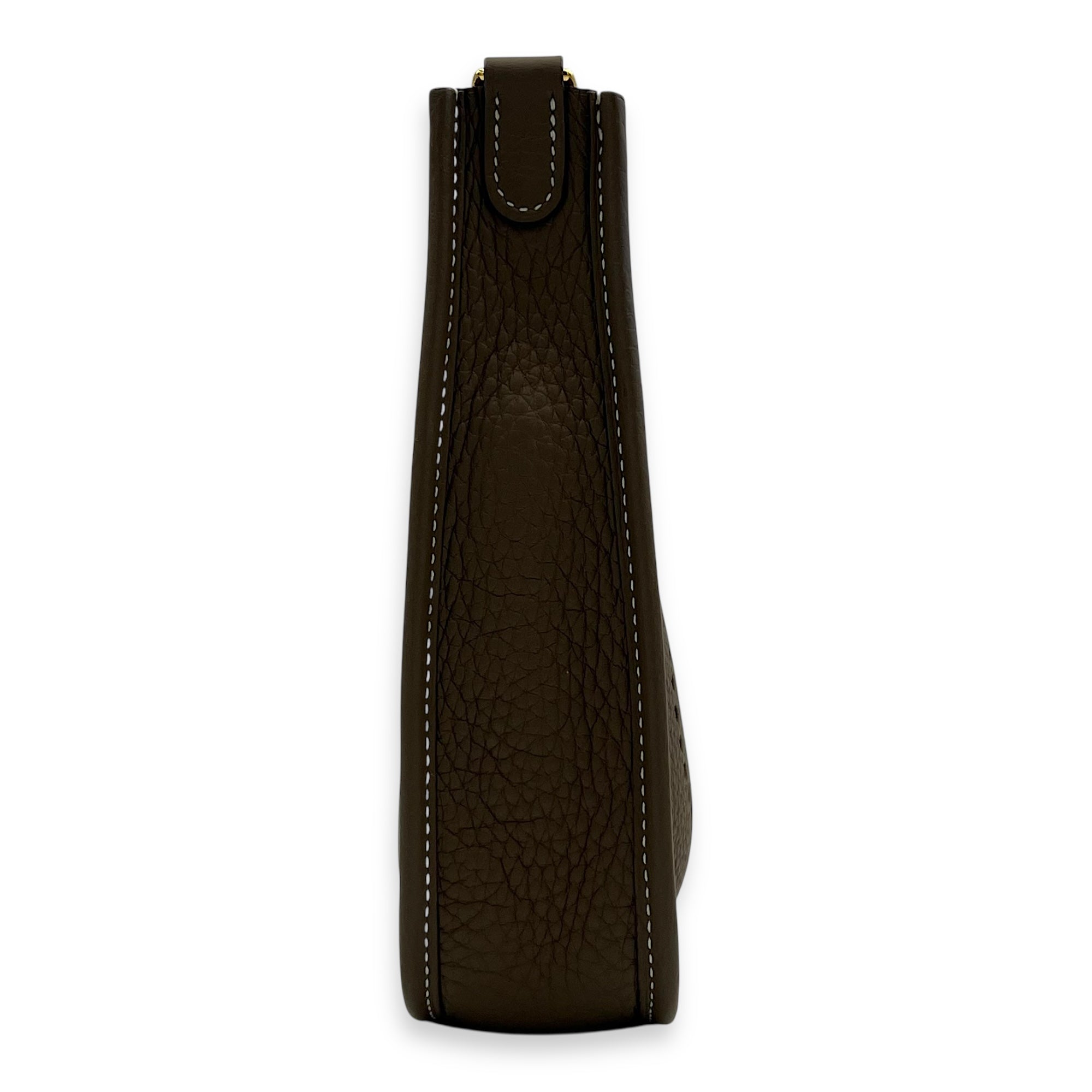 Hermès Evelyne TPM Etoupe Crossbody Bag in Clemence, Gold hardware_3