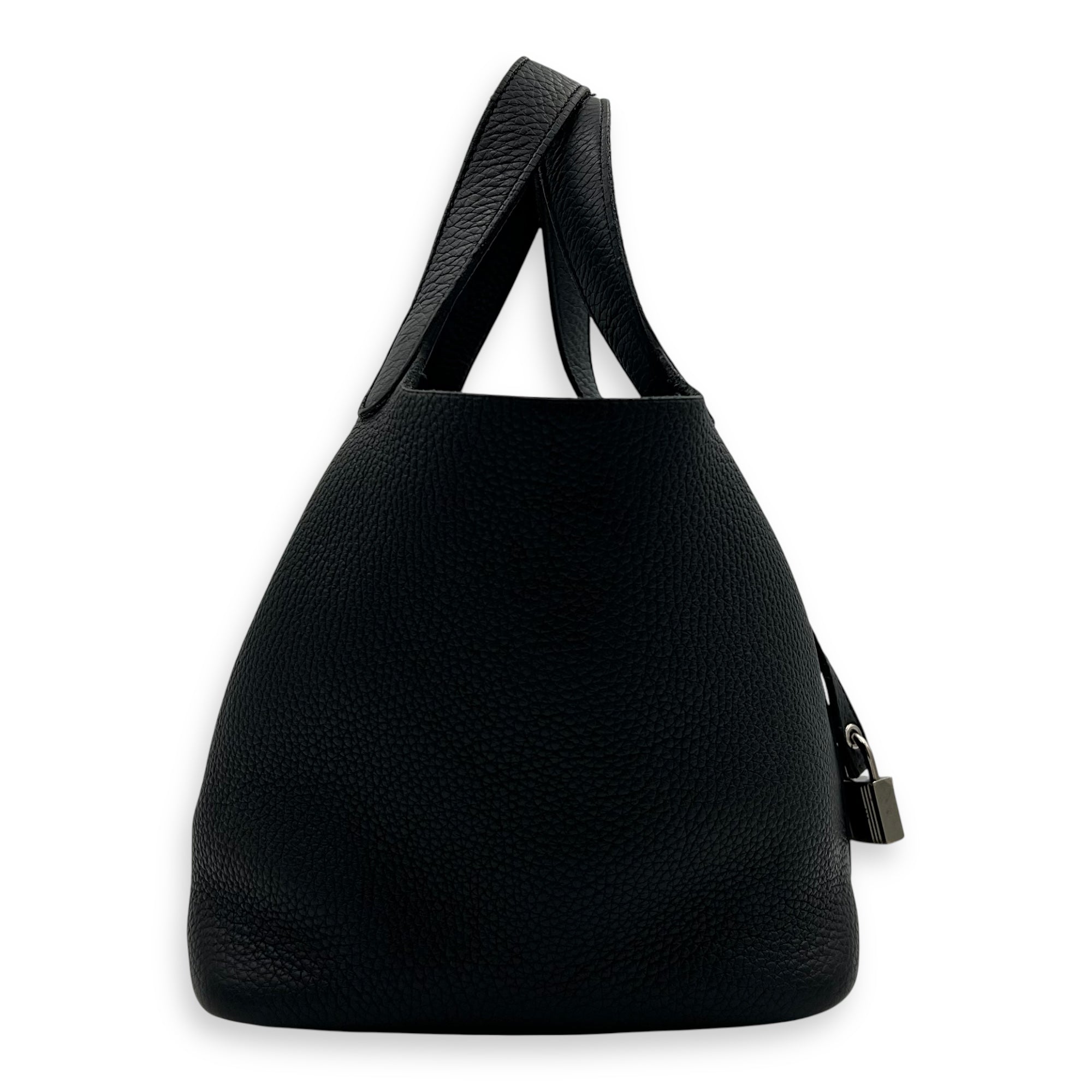 Hermès Picotin Noir in Clemence, Palladium hardware_3