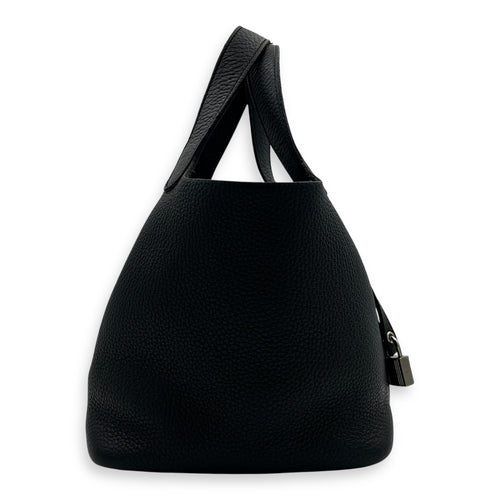 Hermès Picotin Noir in Clemence, Palladium hardware_3