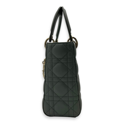 Dior Lady Dior Top Handle Bag Small Green in Lambskin, Gold hardware_3