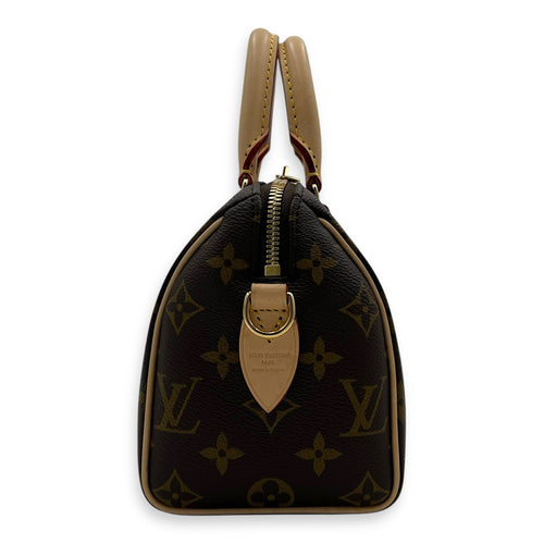 Louis Vuitton Speedy Bandouliere Top Handle Bag 20 Brown in Monogram Coated Canvas, Gold hardware_3
