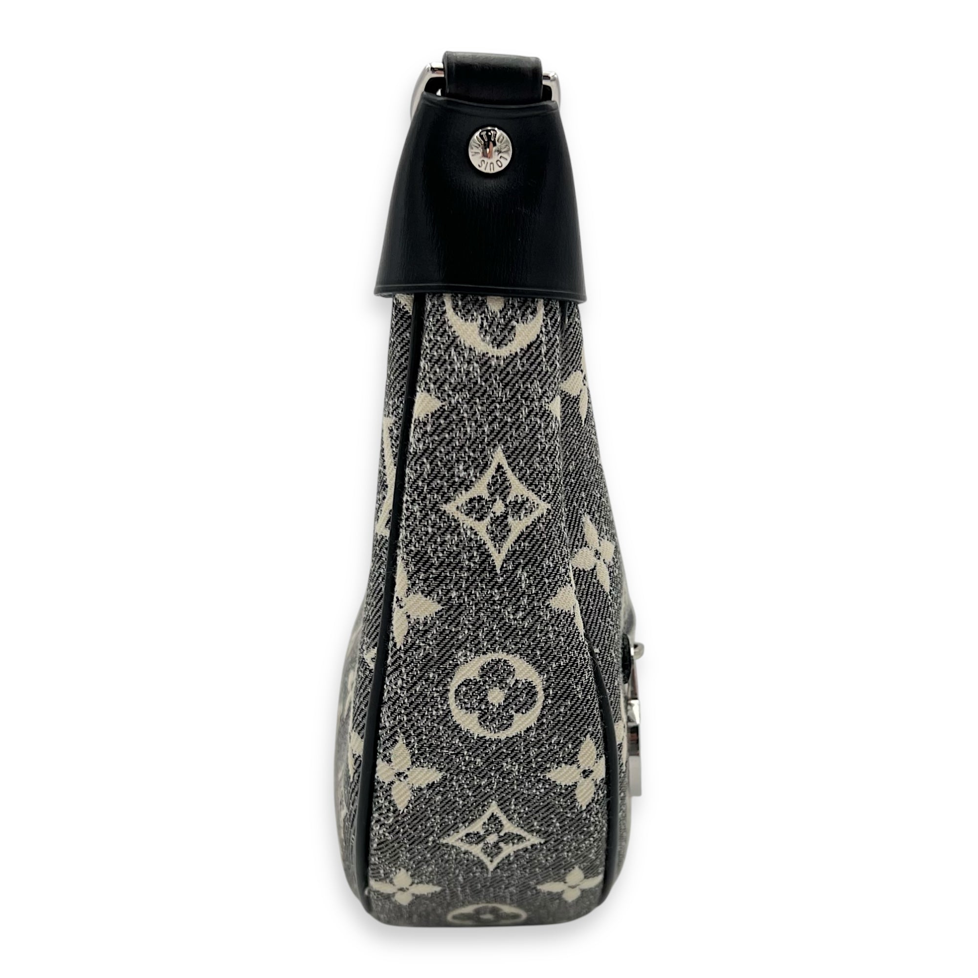 Louis Vuitton Loop Shoulder Bag Black in Denim, Silver hardware_12