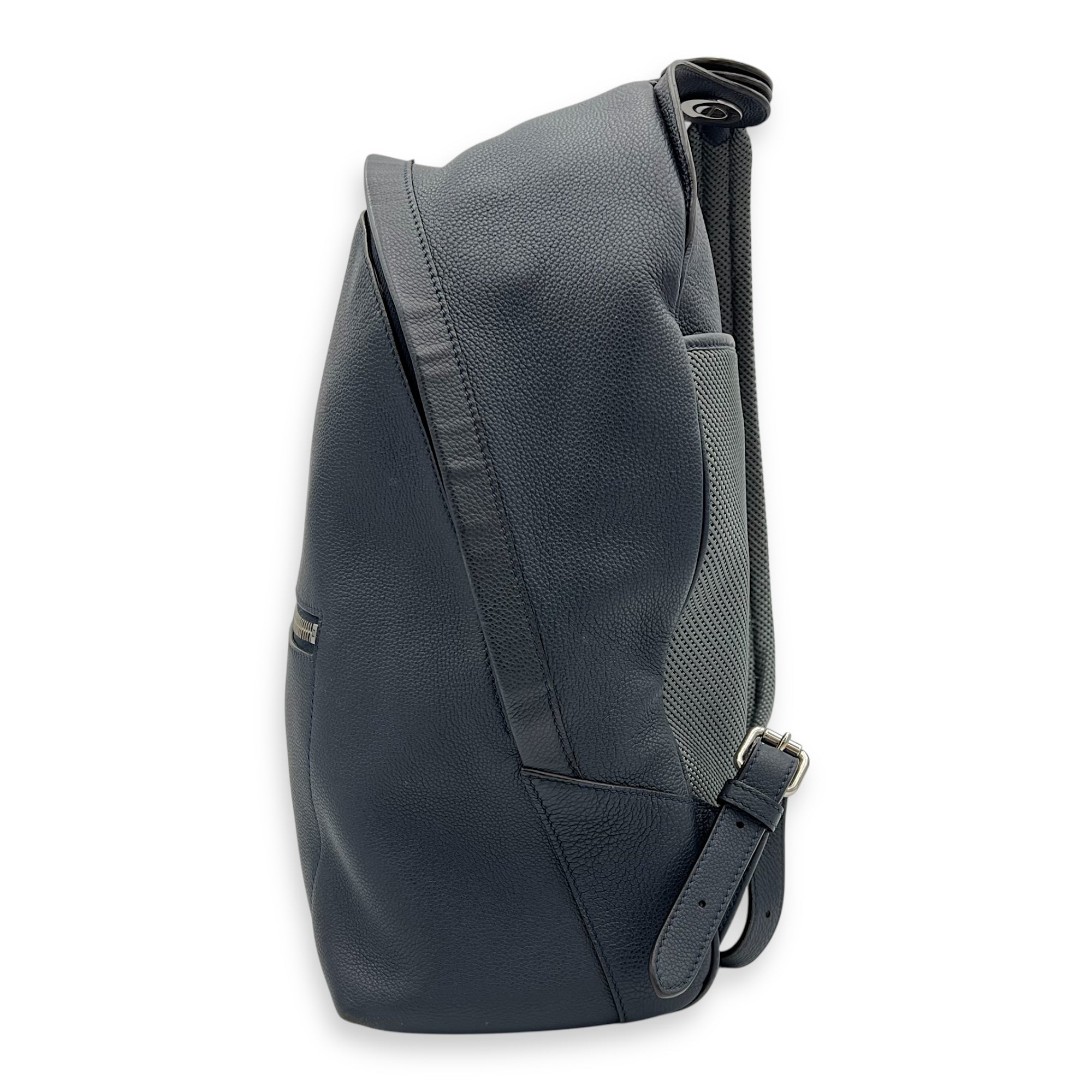 Fendi Chiodo Backpack Blue in Calfskin, Silver hardware_17