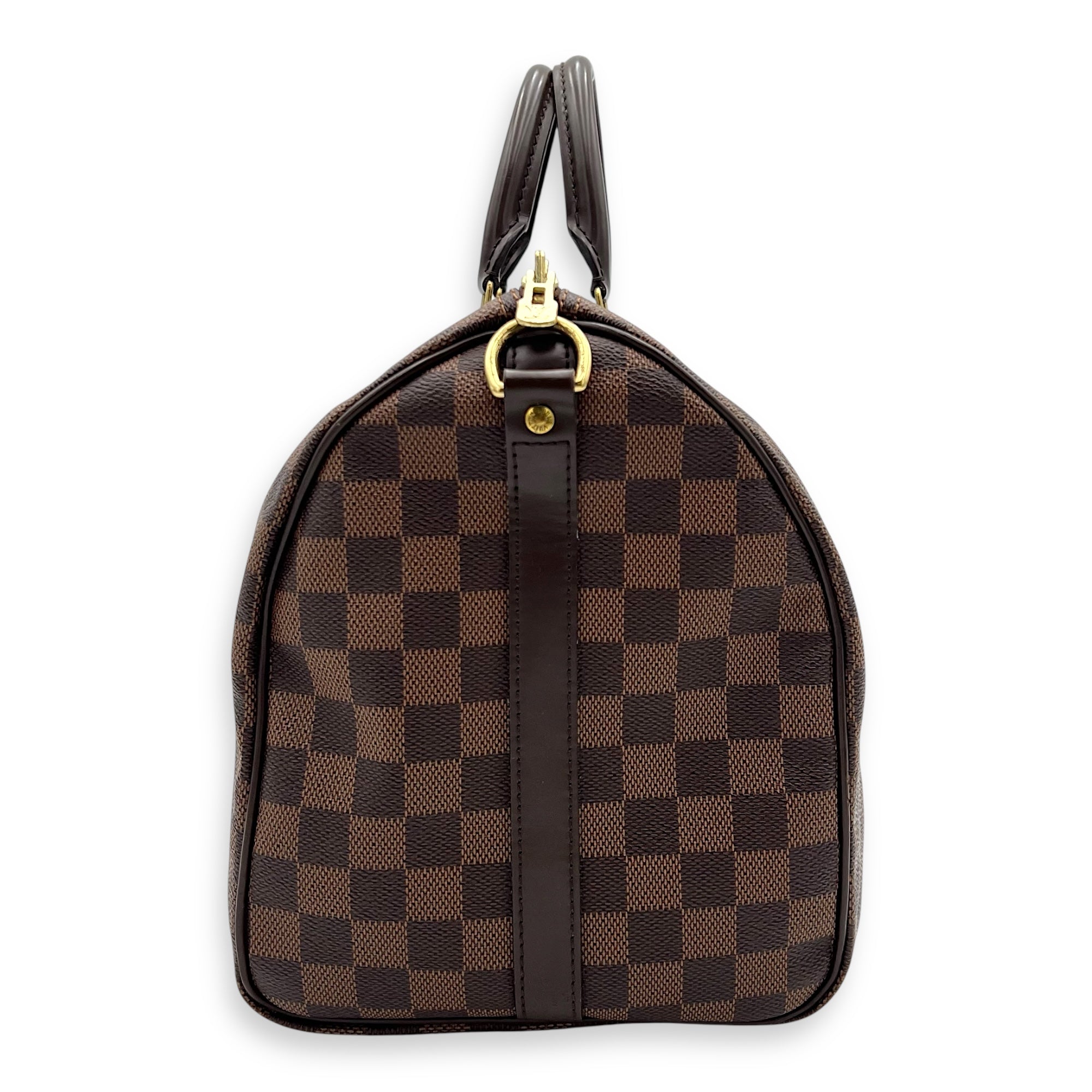 Louis Vuitton Speedy 35 Brown Top Handle Bag in Coated Canvas, Gold hardware_15
