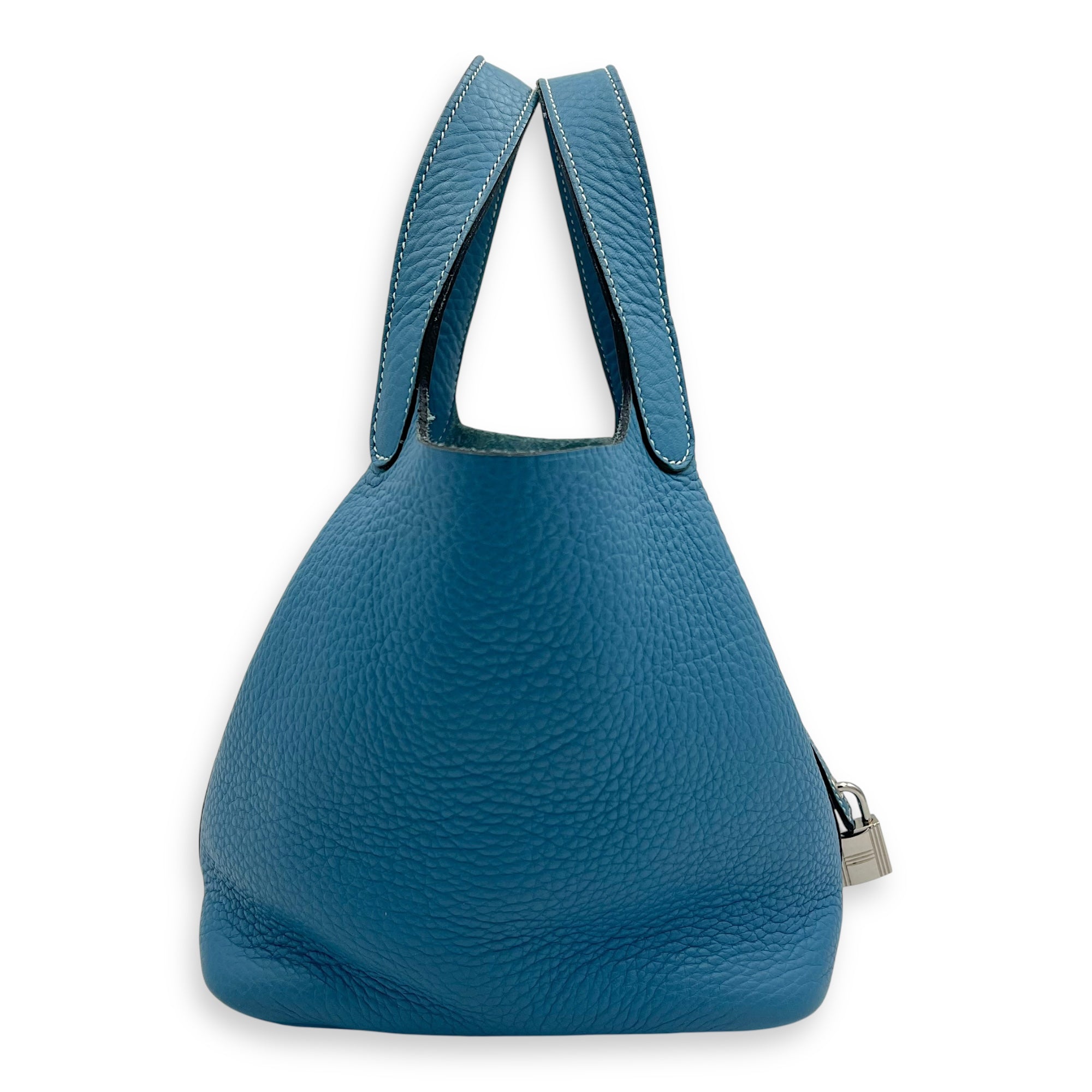 Hermès Picotin 18 Blue Jean Top Handle Bag in Clemence, Palladium hardware_6