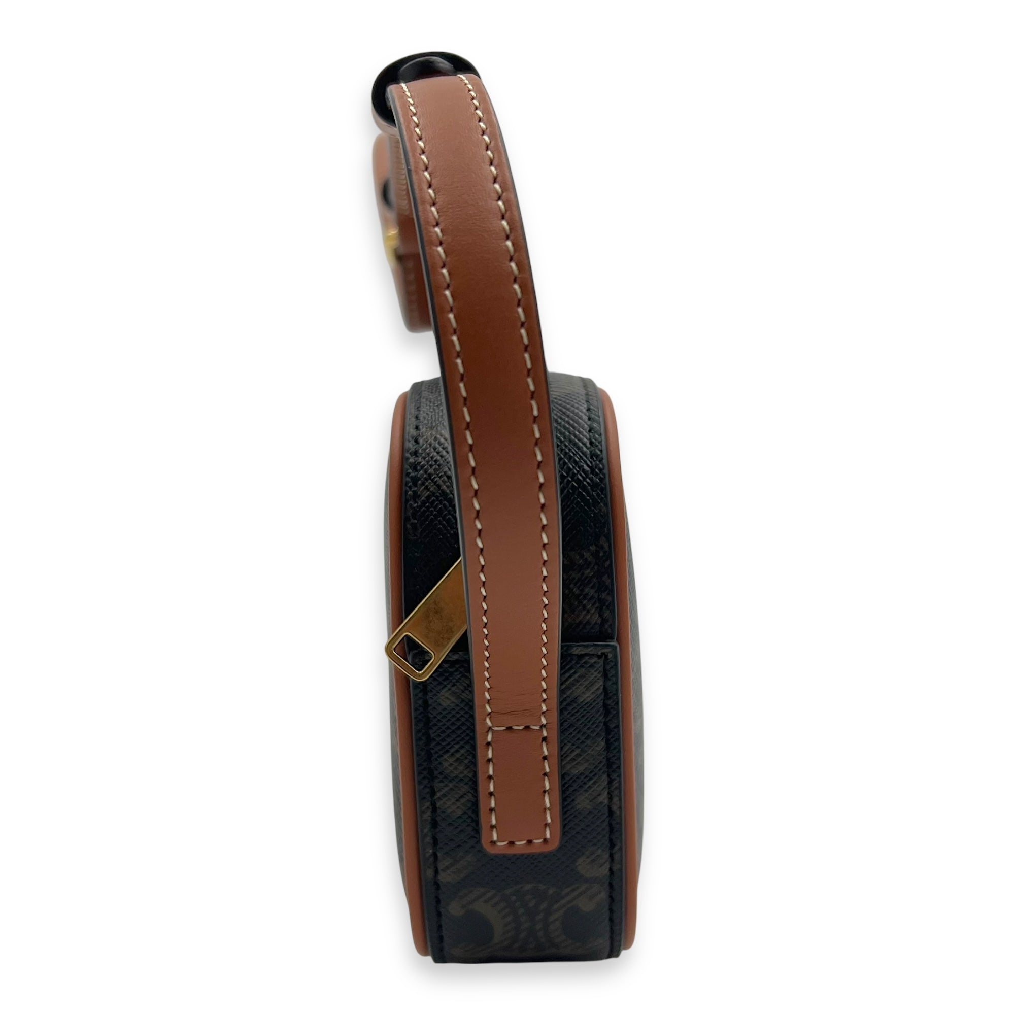 Celine Triomphe Shoulder Bag Brown in Coated Canvas, Gold hardware_3