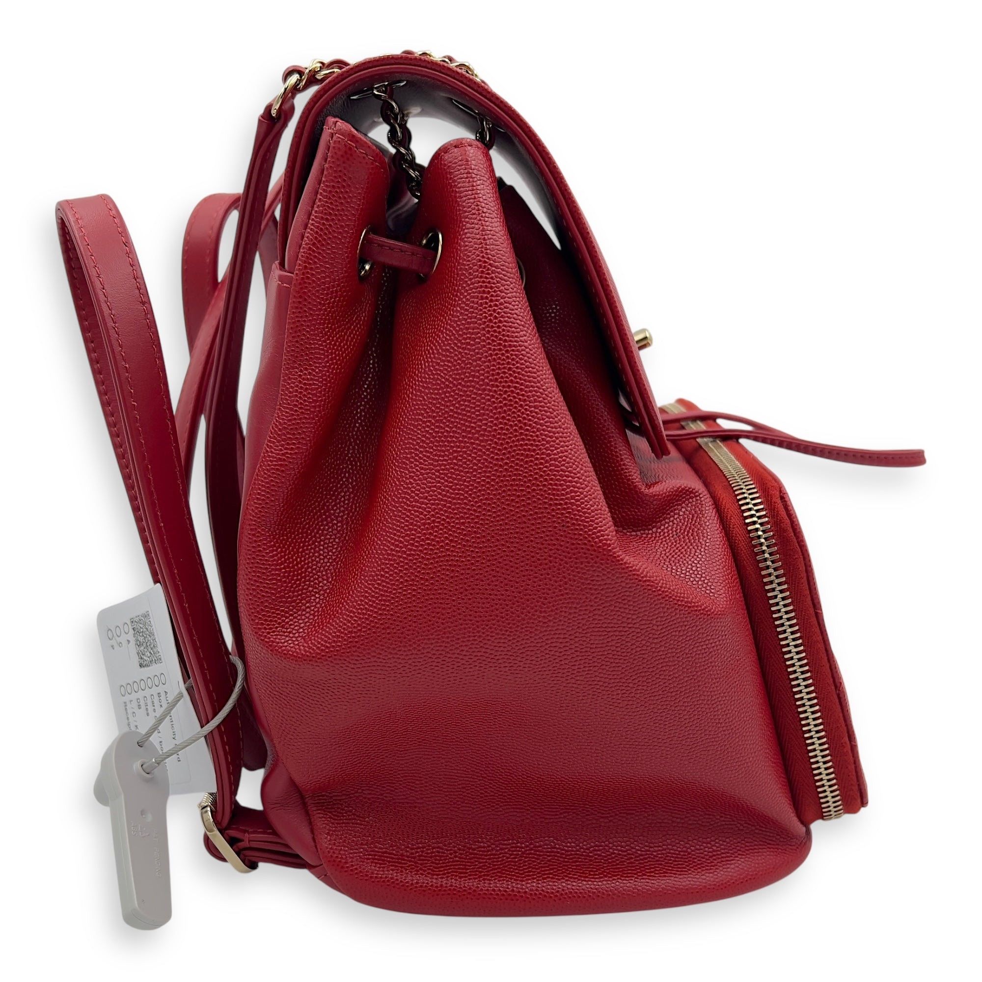 Chanel Business Affinity Backpack Red in Caviar Leather, Gold hardware_3