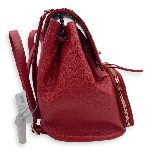 Chanel Business Affinity Backpack Red in Caviar Leather, Gold hardware_3
