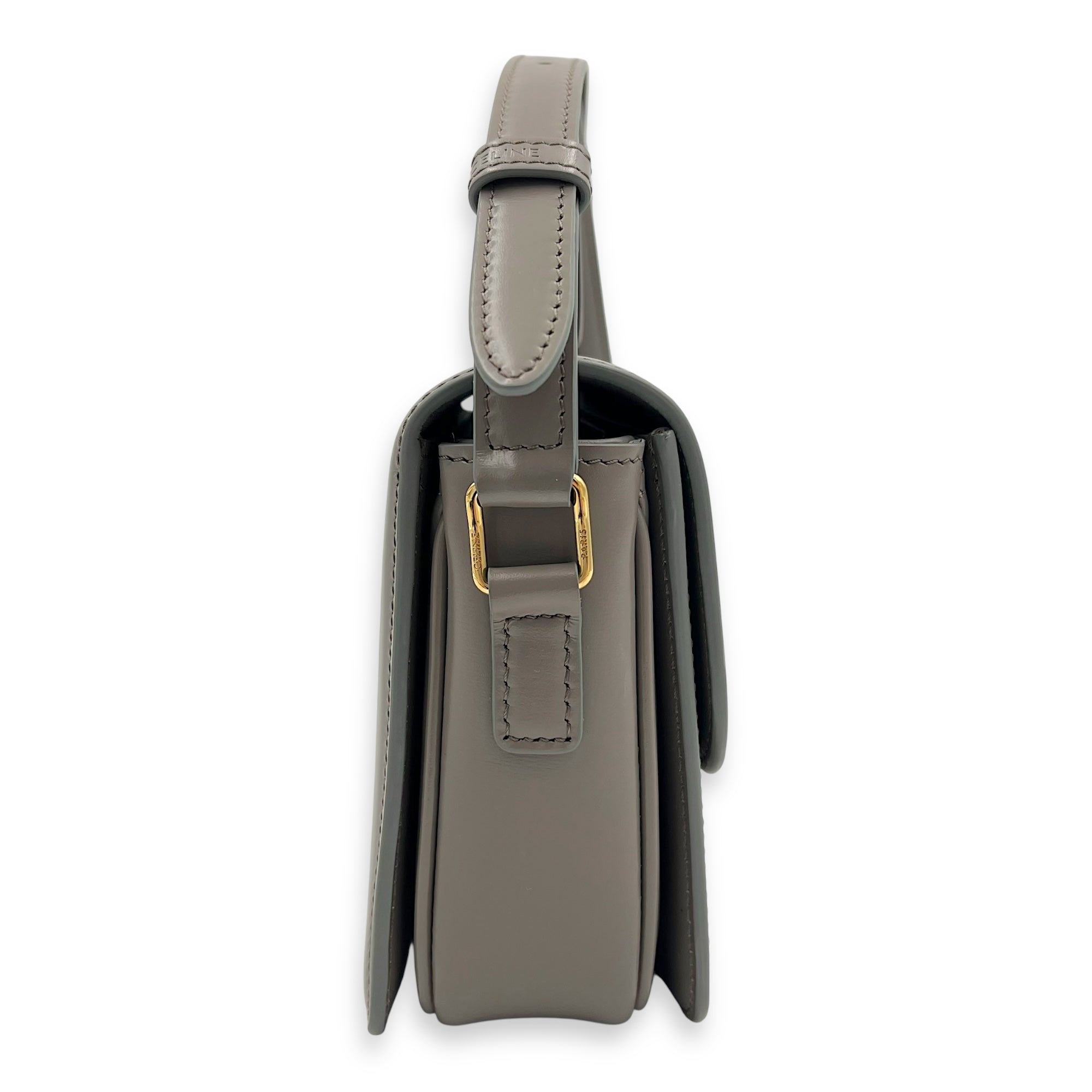 Celine Triomphe Crossbody Bag teen Grey in Calfskin, Gold hardware_3