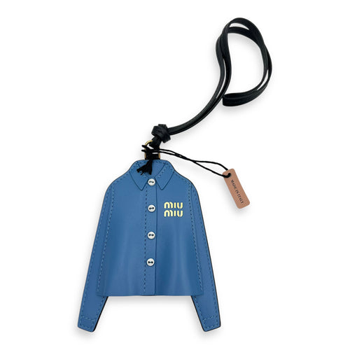 Miu Miu Trick Keychain Blue in Calfskin, Gold hardware_1