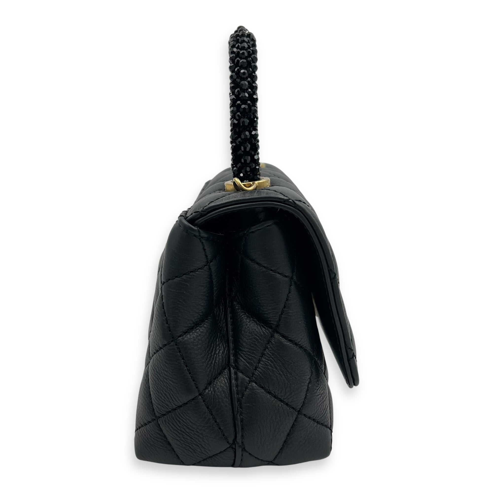 Chanel Coco Top Handle Bag Mini Black in Calfskin, Gold hardware_5
