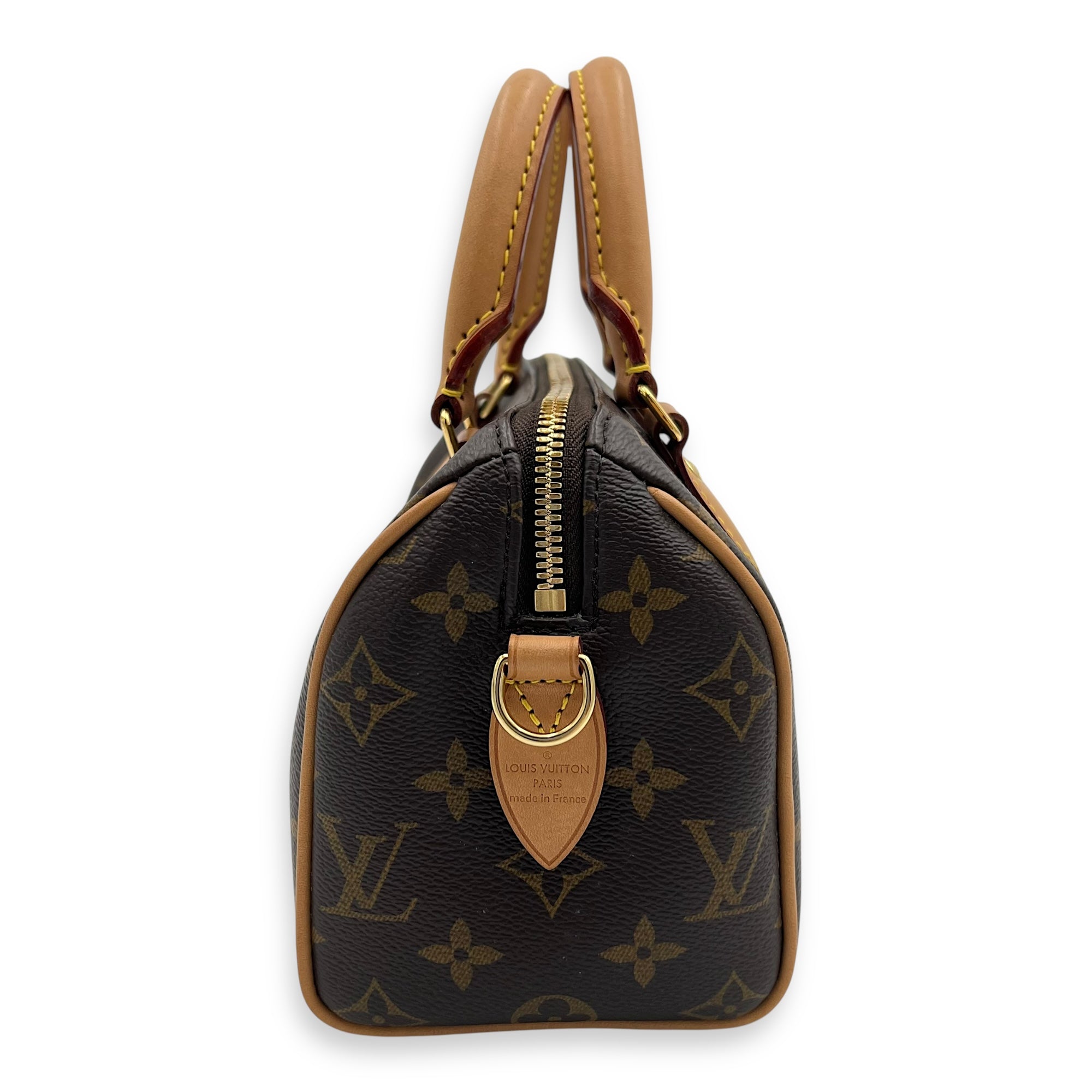 Louis Vuitton Speedy Bandouliere 20 Brown Top Handle Bag in Monogram Coated Canvas, Gold hardware_5