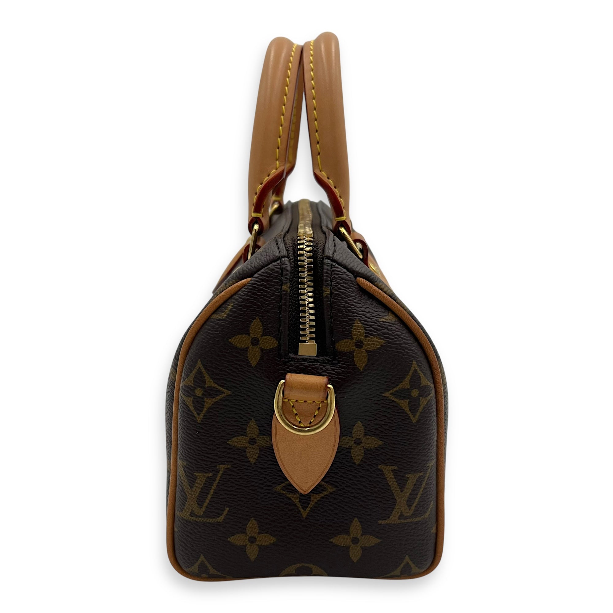 Louis Vuitton Speedy Bandouliere 20 Brown Top Handle Bag in Monogram Coated Canvas, Gold hardware_3