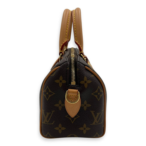 Louis Vuitton Speedy Bandouliere 20 Brown Top Handle Bag in Monogram Coated Canvas, Gold hardware_3