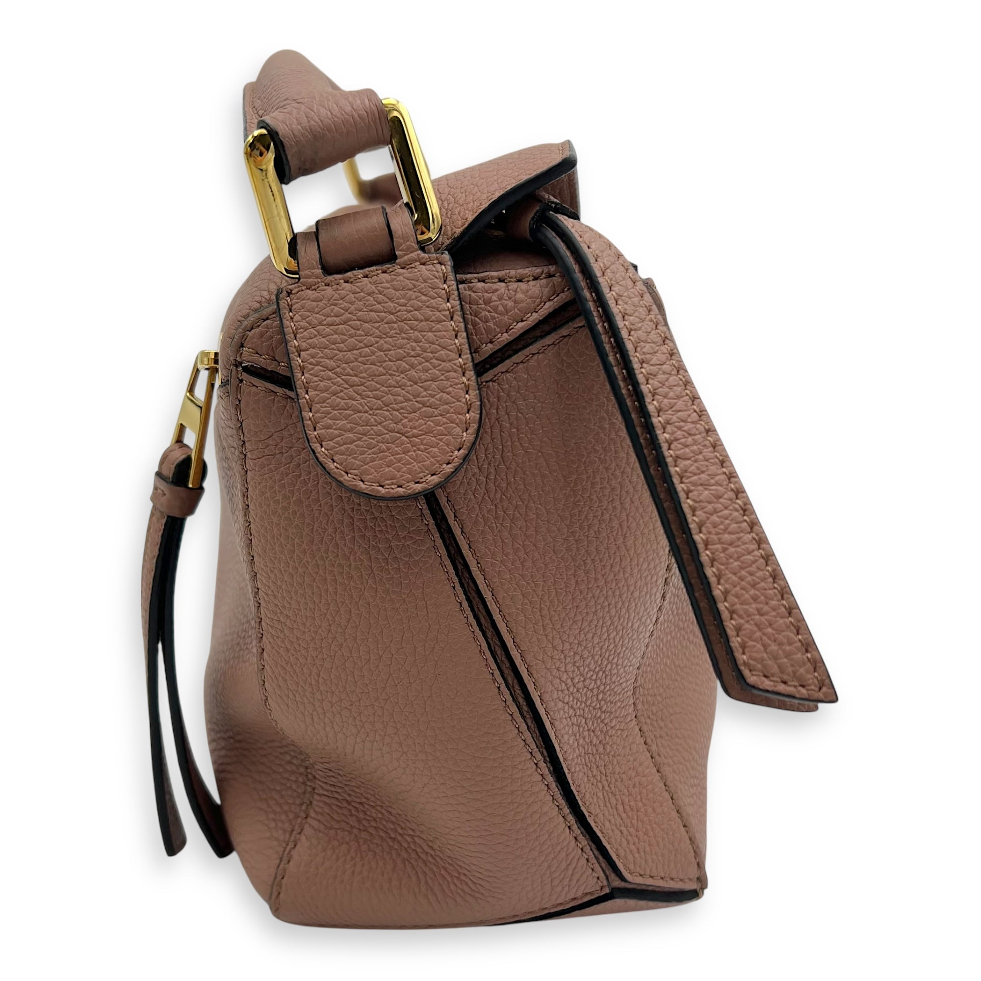 Loewe Puzzle Top Handle Bag Pink in Calfskin, Gold hardware_3