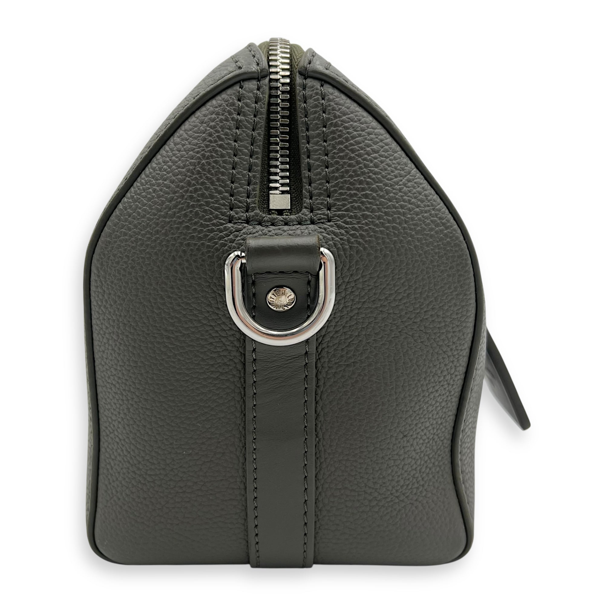 Louis Vuitton Keepall Green Top Handle Bag in Aerogram Leather, Silver hardware_3