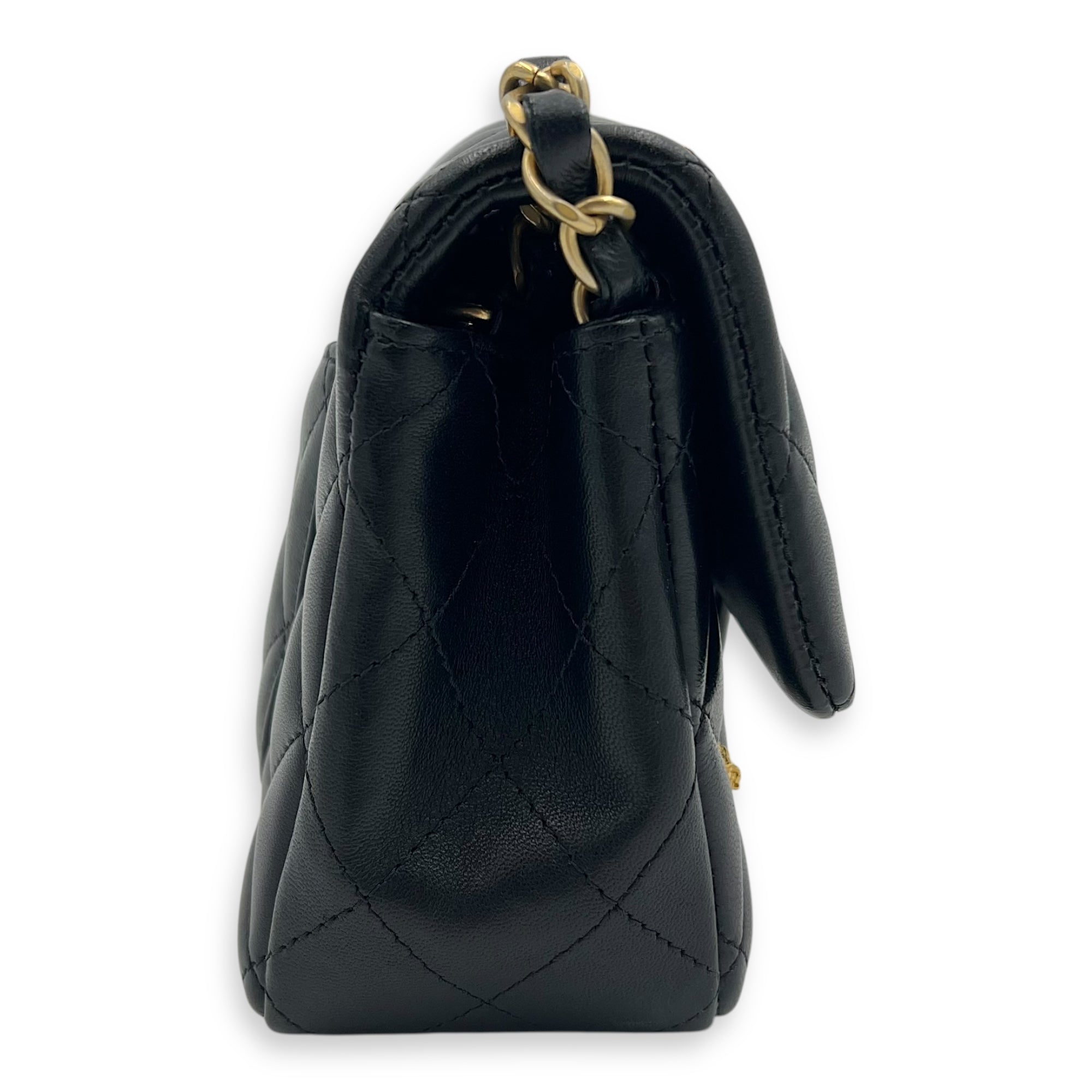 Chanel Lucky Charm Classic Mini Black Shoulder Bag in Lambskin, Mixed hardware_5