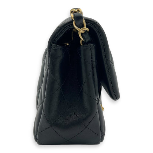 Chanel Lucky Charm Classic Mini Black Shoulder Bag in Lambskin, Mixed hardware_5