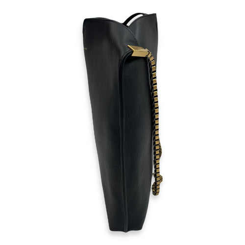 Saint Laurent Suzanne Hobo Black Shoulder Bag in Calfskin, Gold hardware_3